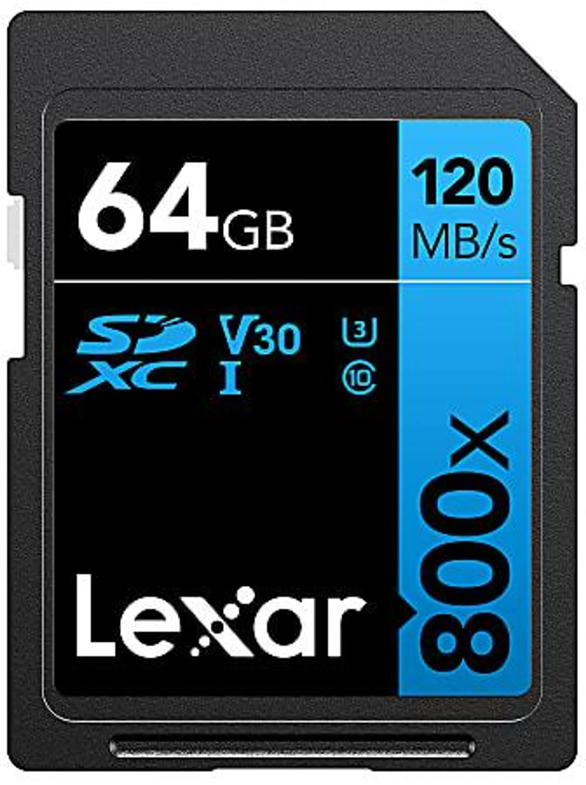 Lexar High Performance BLUE Series 800x SDHC/SDXC Flash Memory Card, 64GB, LSD64GCB1NL800