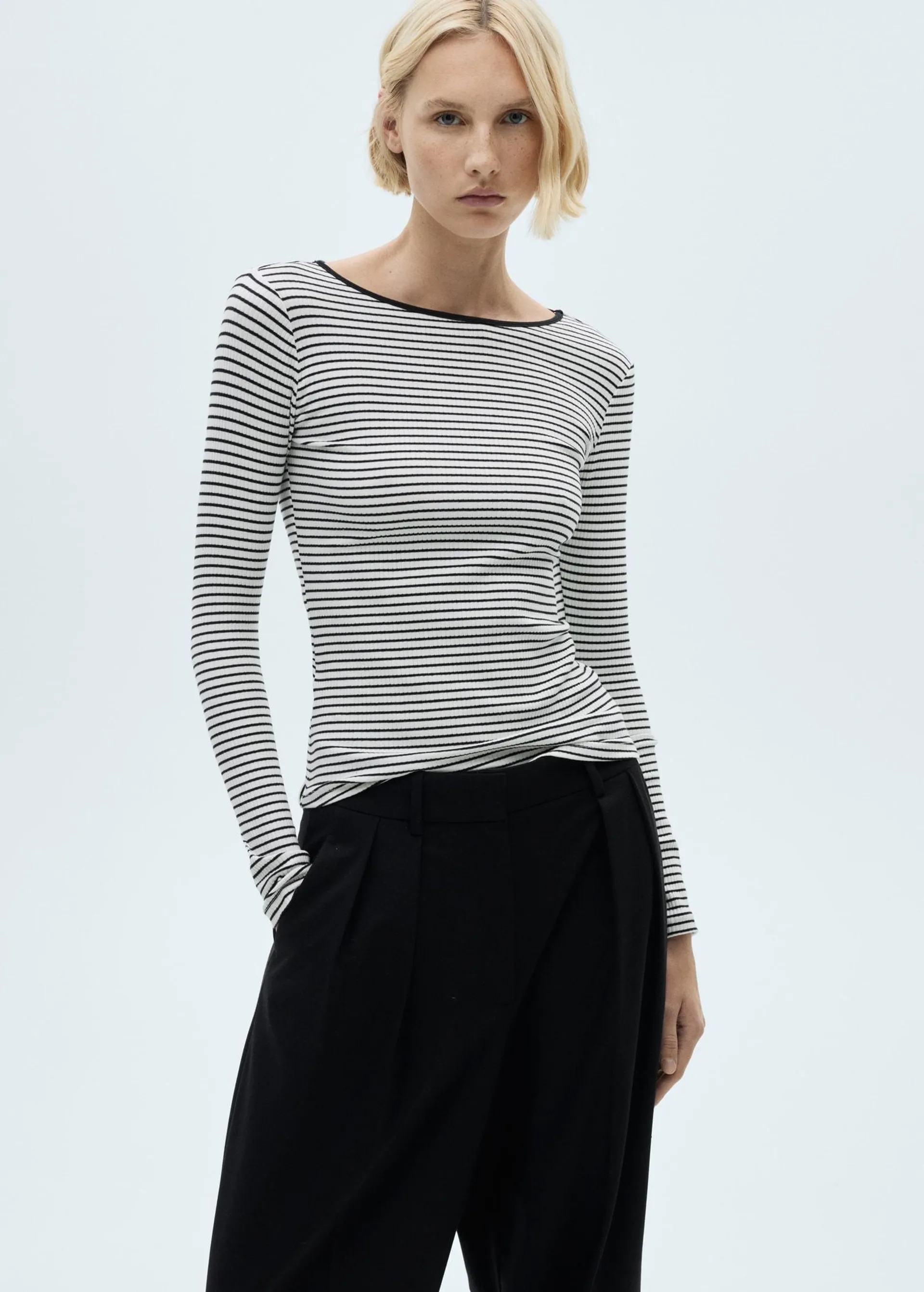 Striped rib T-shirt