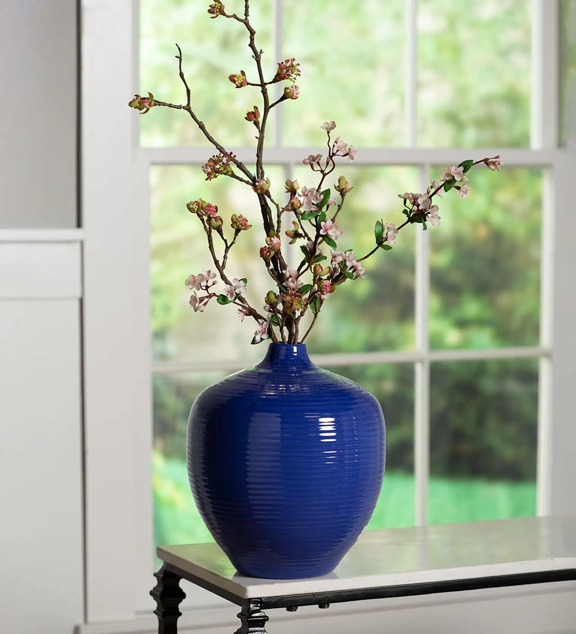 Handmade Small Round Clay Alexandria Vase - Blue