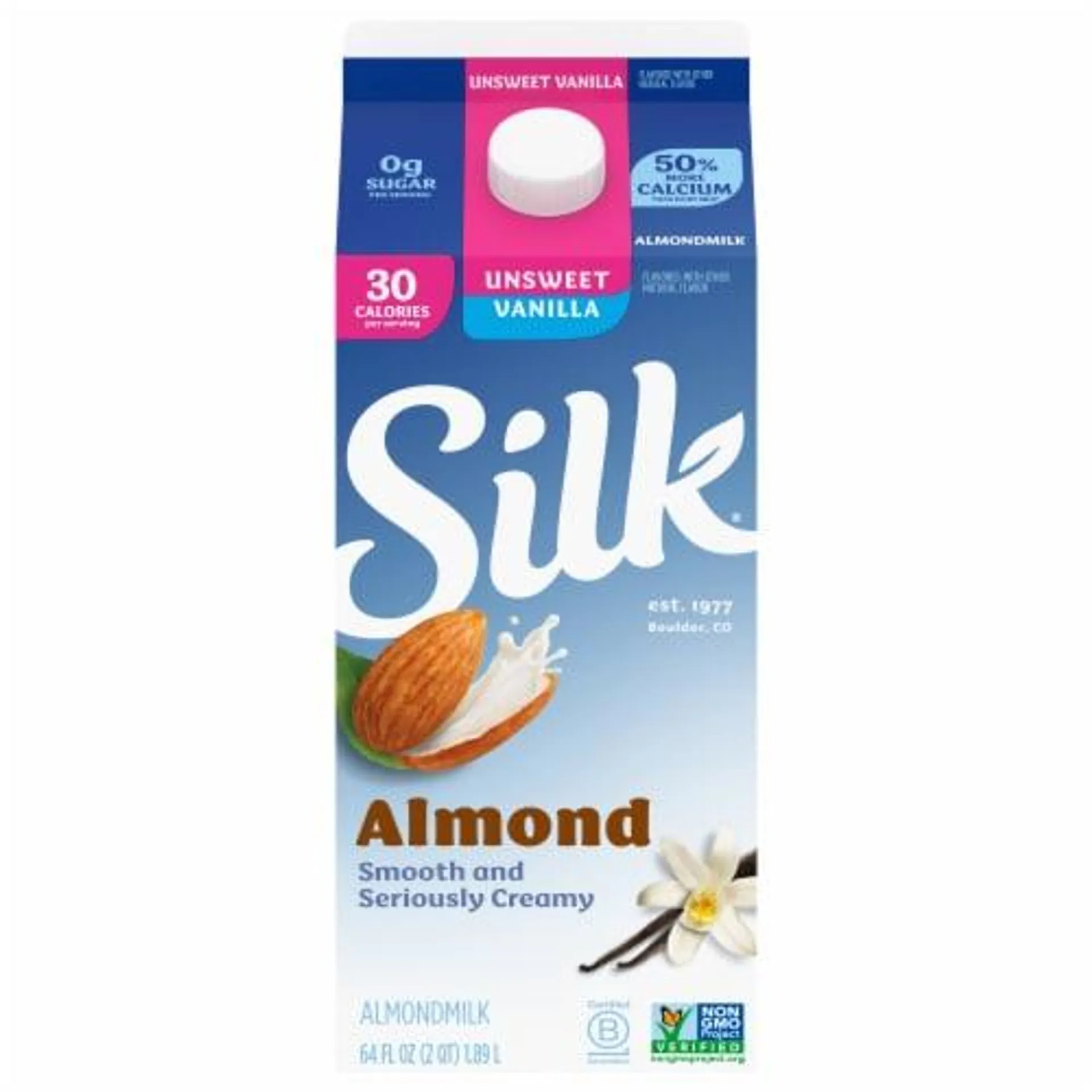 Silk Dairy Free Unsweetened Vanilla Almond Milk Half Gallon