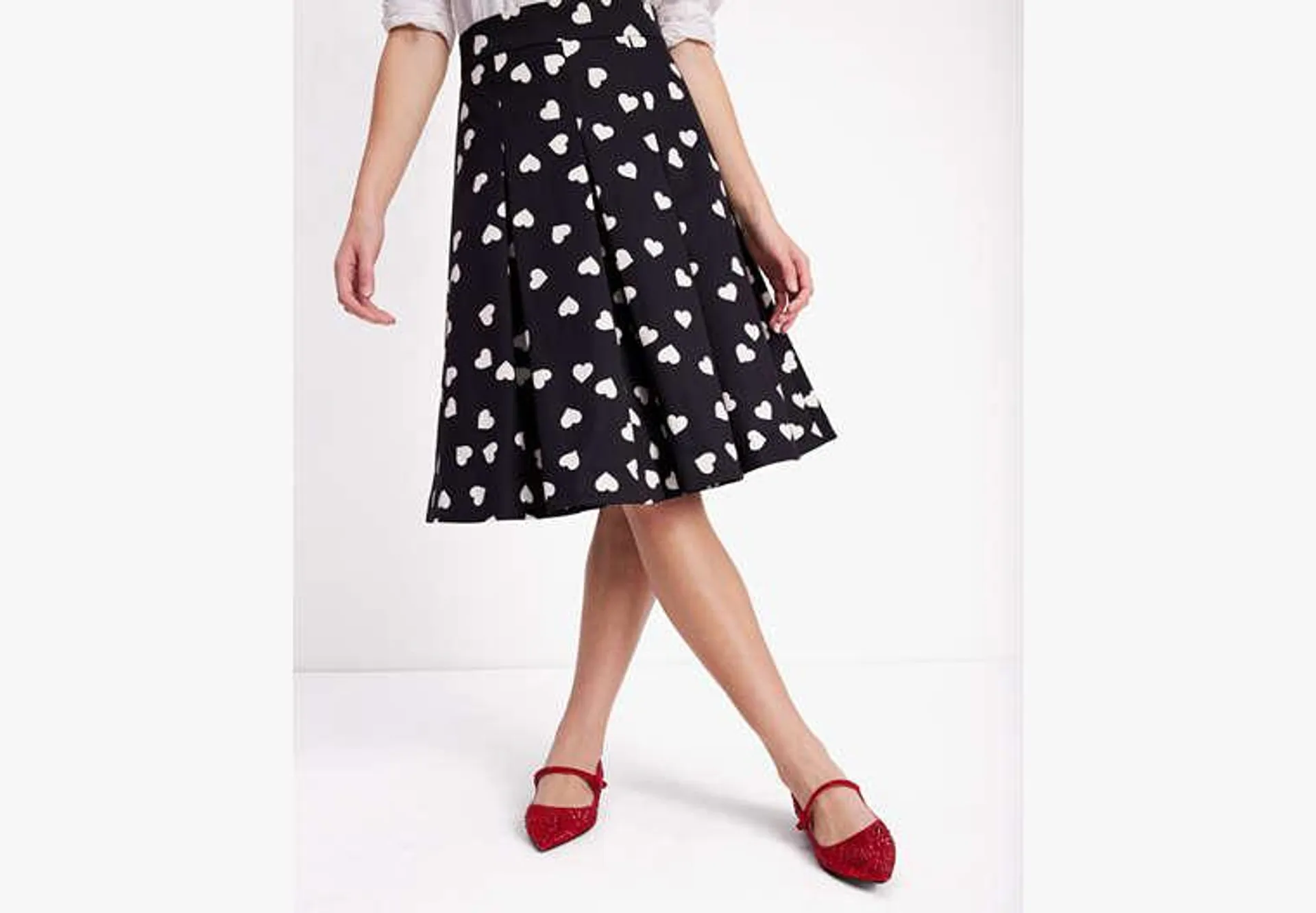 Scattered Hearts Midi Skirt