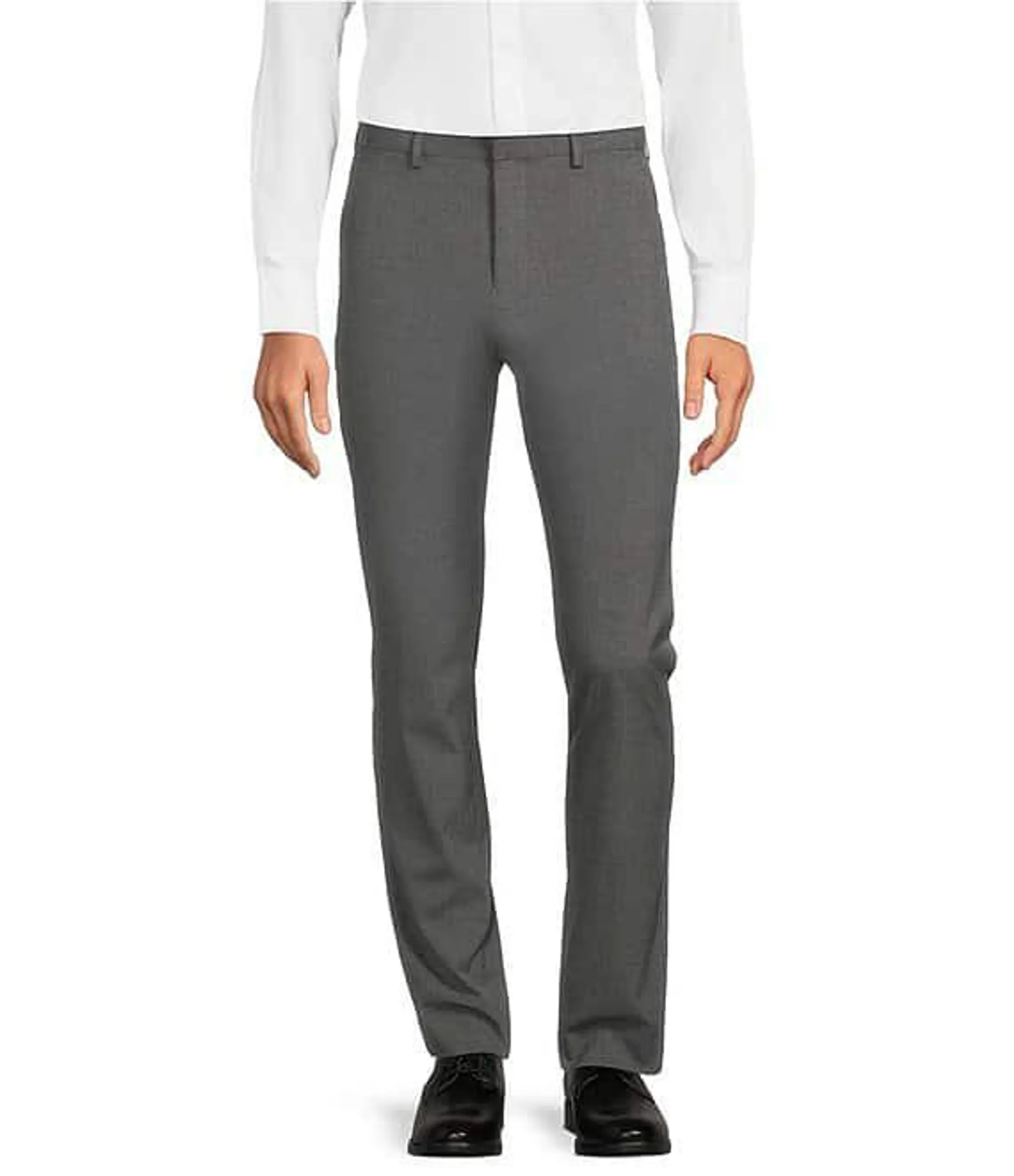 Wardrobe Essentials Evan Extra Slim Fit TekFit Waistband Suit Separates Flat Front Dress Pants