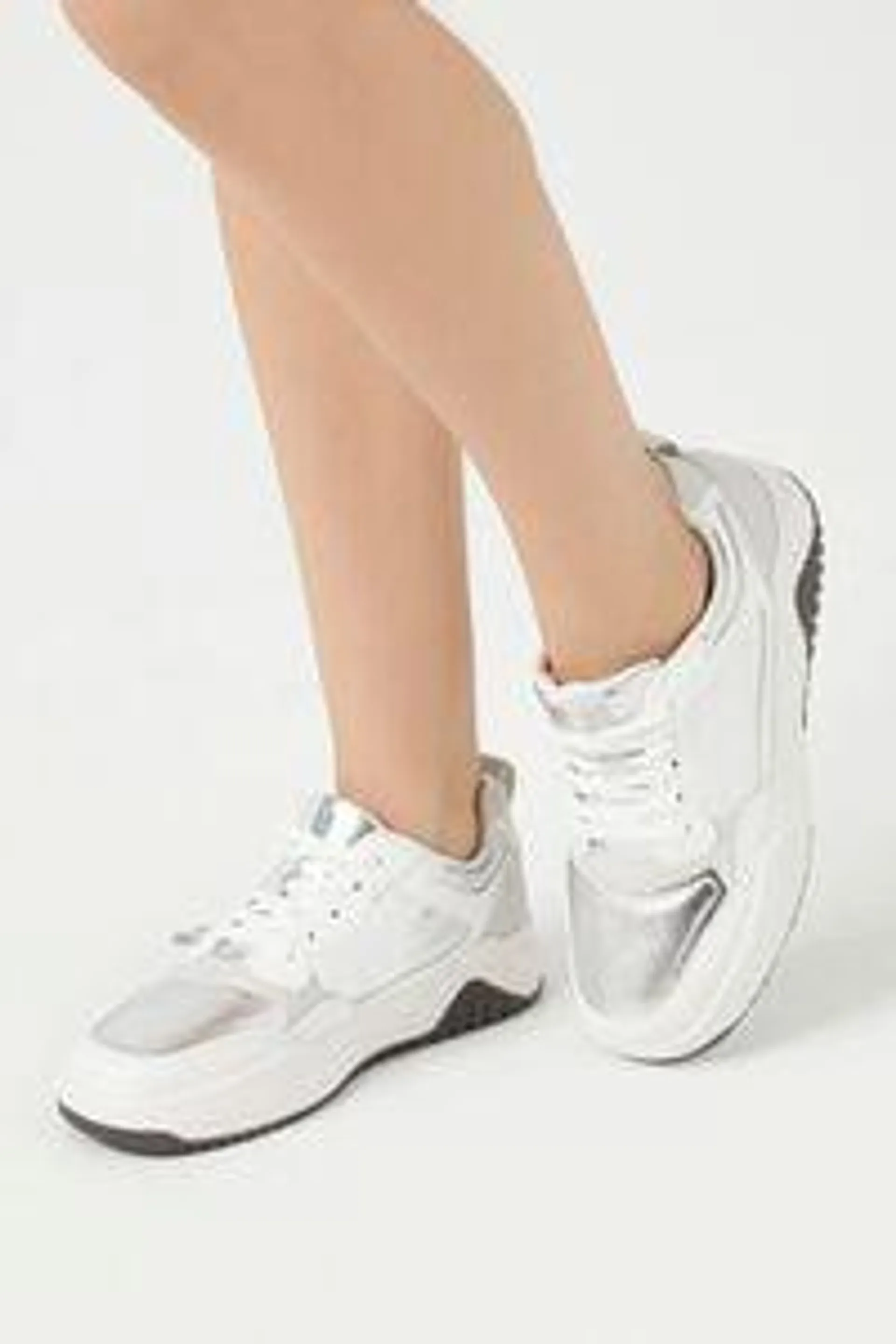 Low-Top Metallic Lace-Up Sneakers