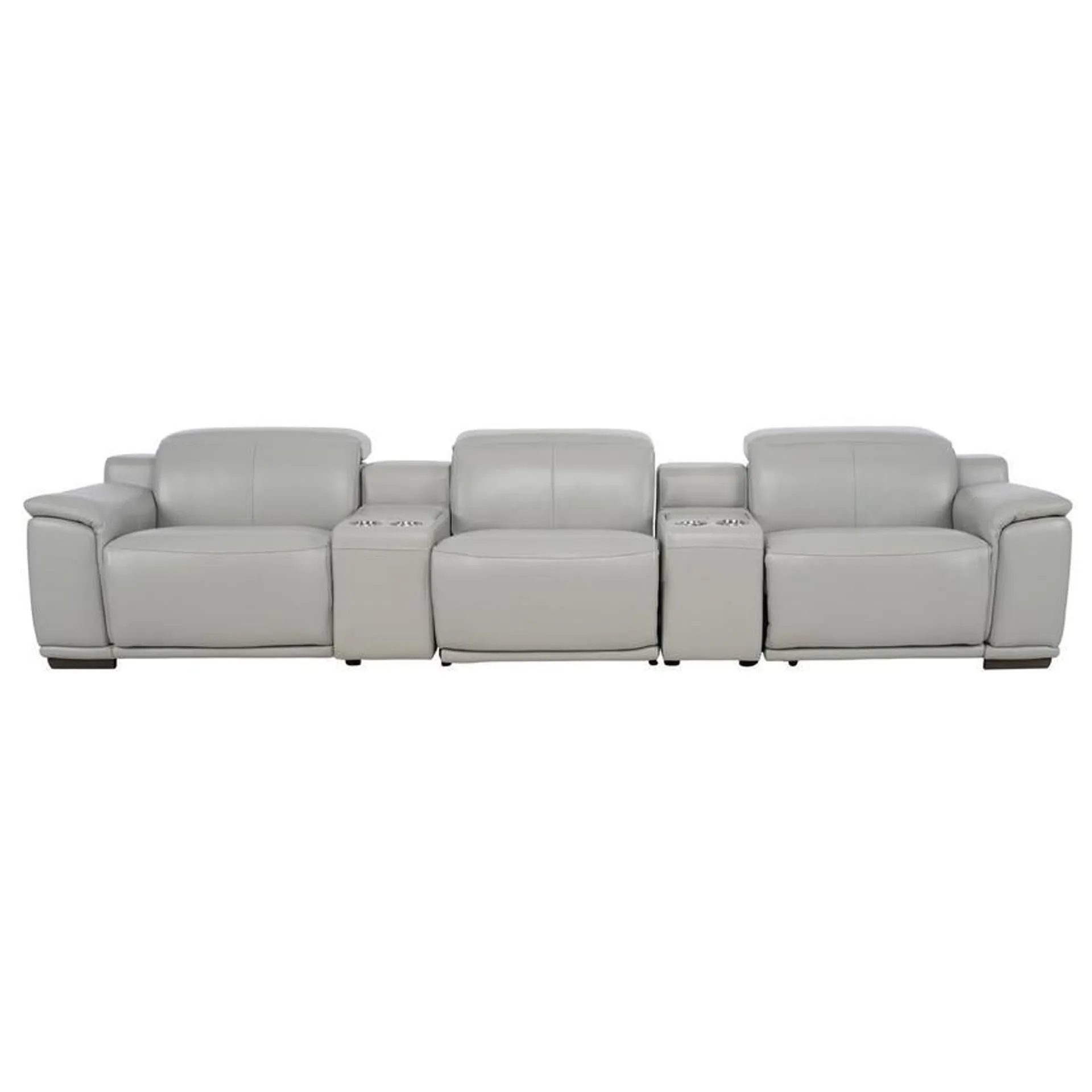 Davis 2.0 Silver Home Theater Leather Seating with 5PCS/2PWR