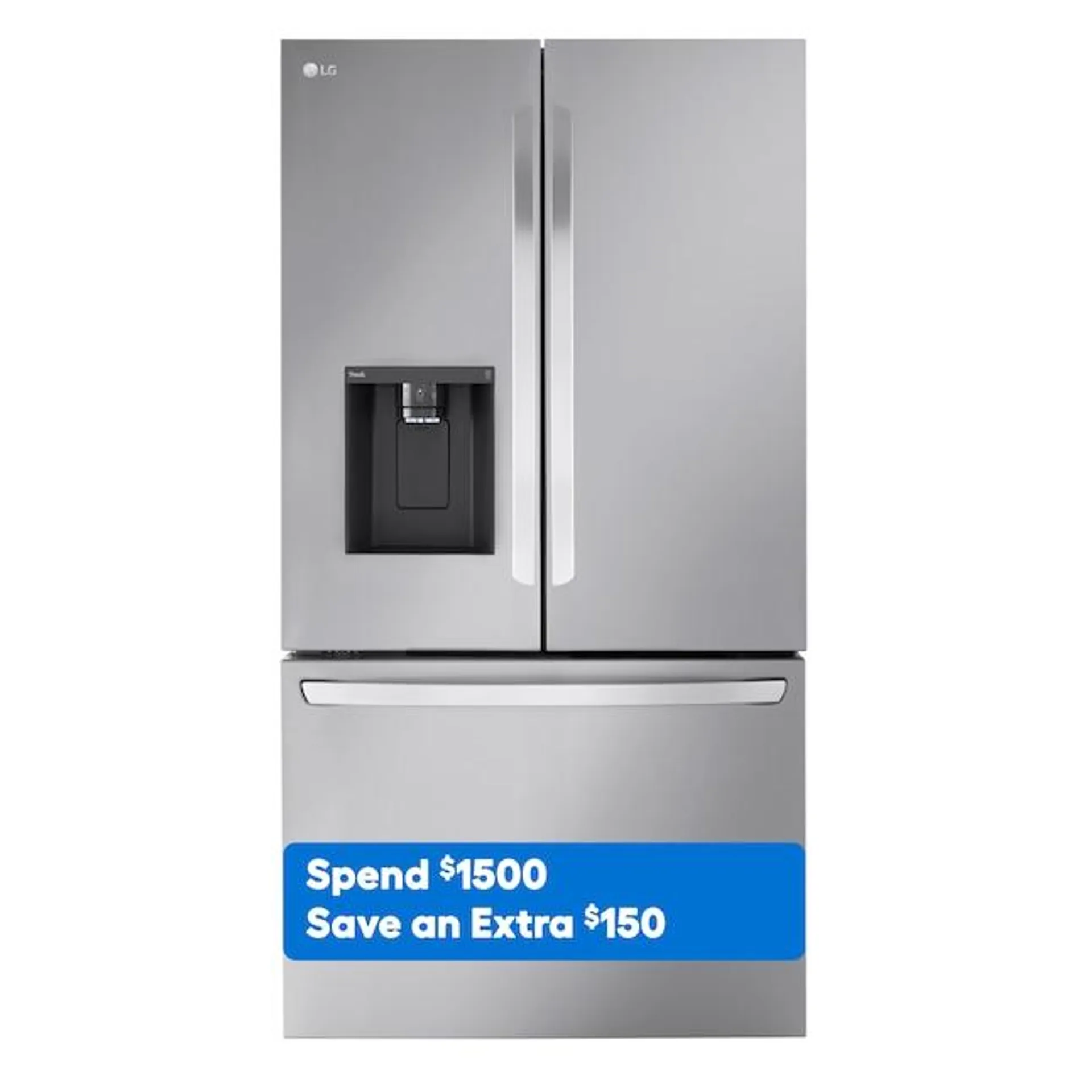 LG Counter-depth MAX 25.5-cu ft Smart French Door Refrigerator with Dual Ice Maker, Water and Ice Dispenser (Fingerprint Resistant) ENERGY STAR