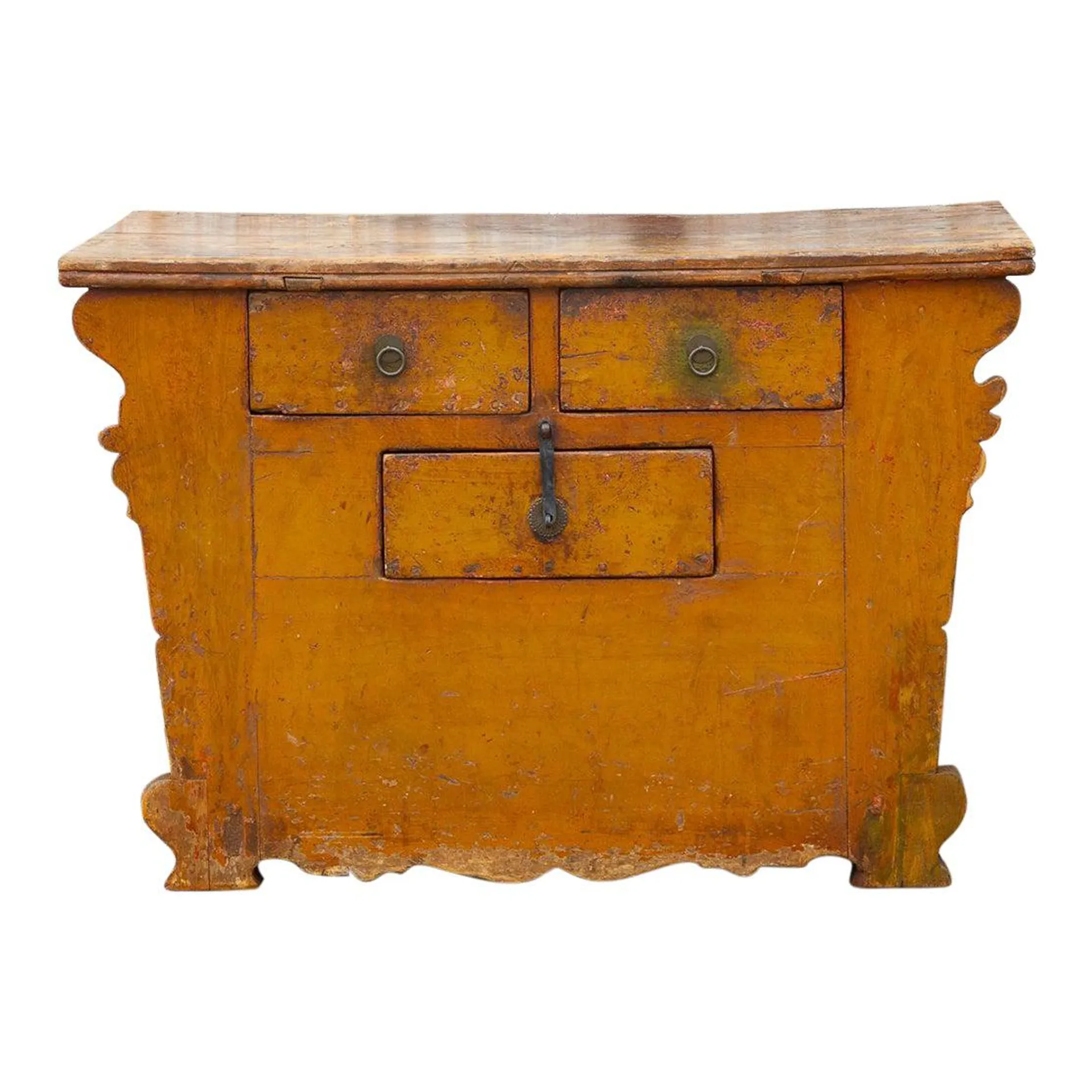 Antique Ming Style Yellow Money Chest