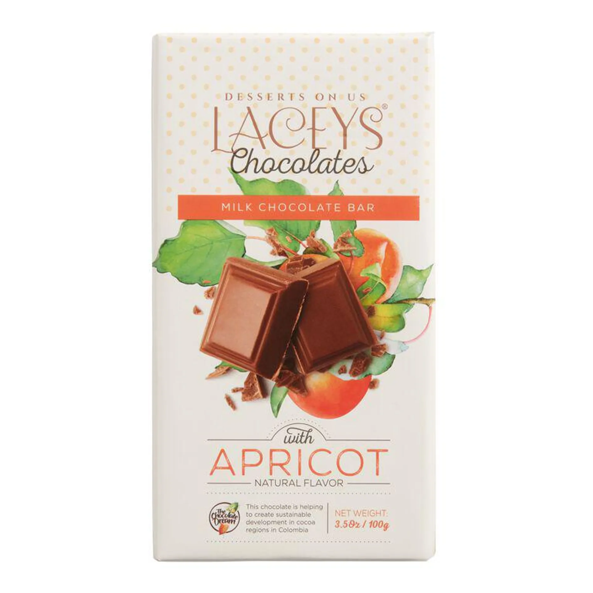 Desserts On Us Laceys Apricot Milk Chocolate Bar Set of 2