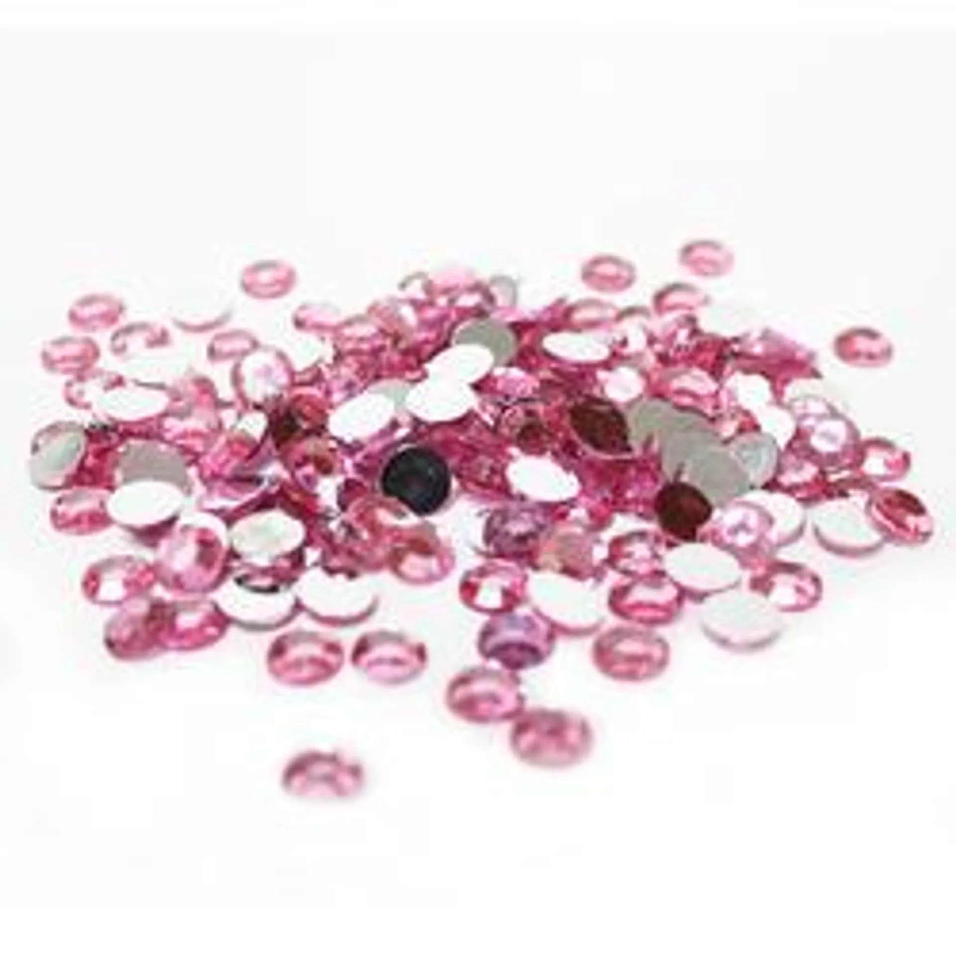 Pink Flat Back Faceted Round Rhinestones (Approx. 175 pieces)