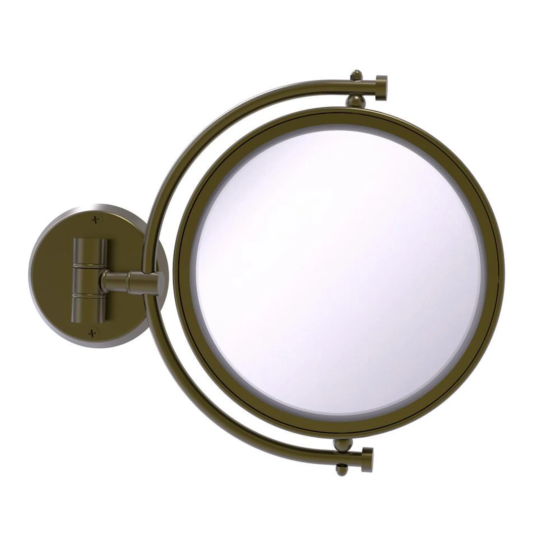 Allied Brass 8" Antique Brass Wall Mounted Magnifying Makeup Mirror (2X Magnification) with Smooth Accents