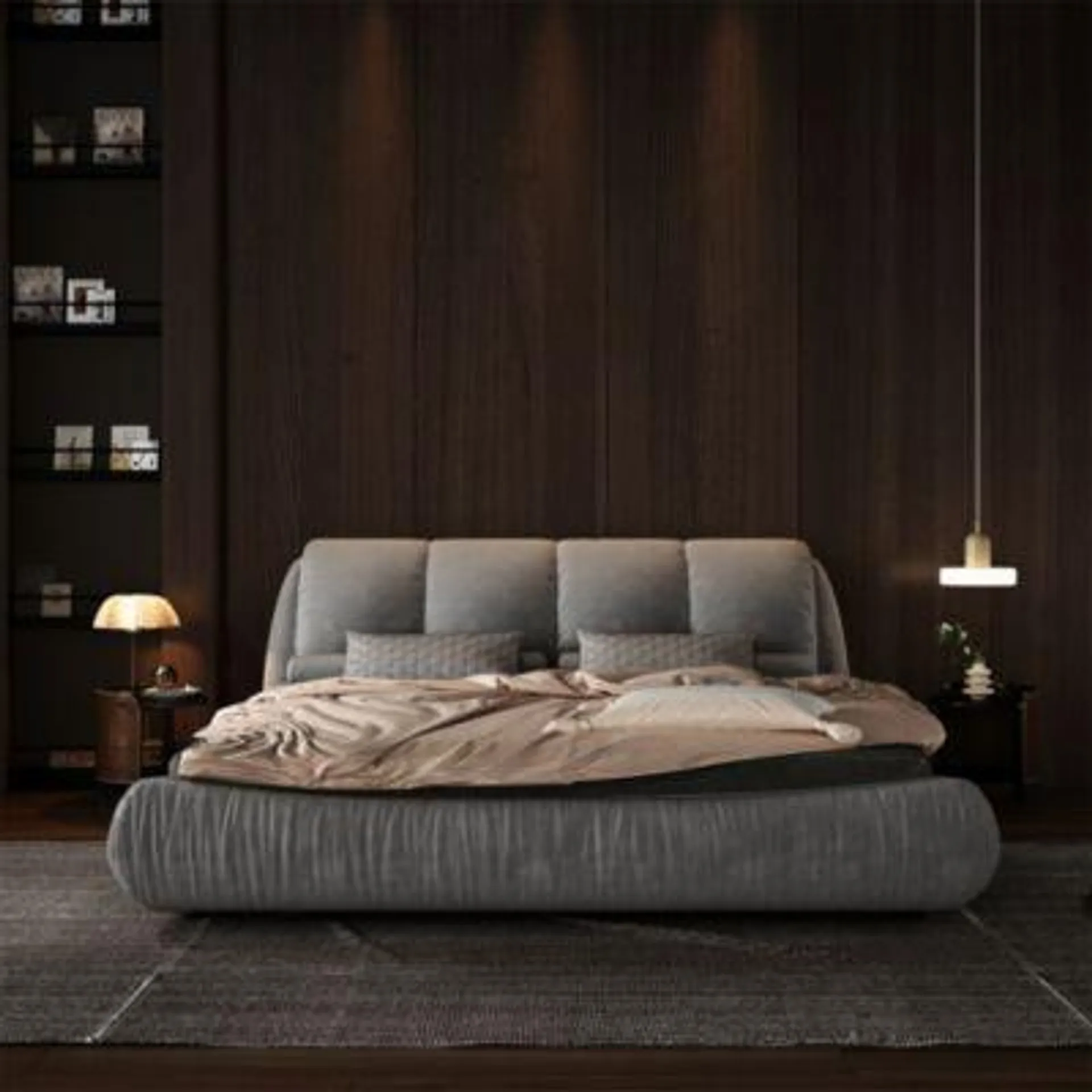 Streamdale Furniture Luxury Upholstered Bed with Oversized Padrest