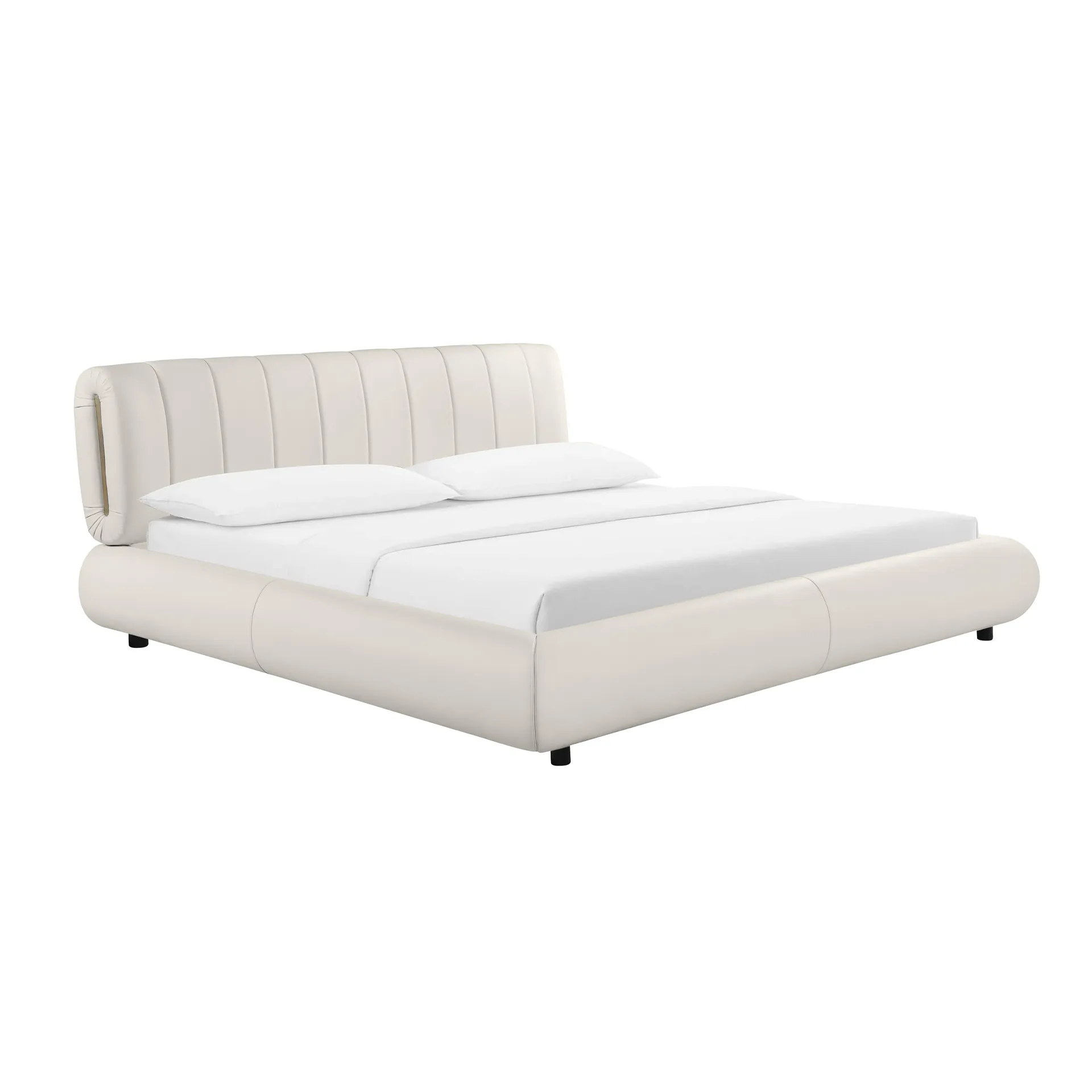 Karol Cream Vegan Leather Bed