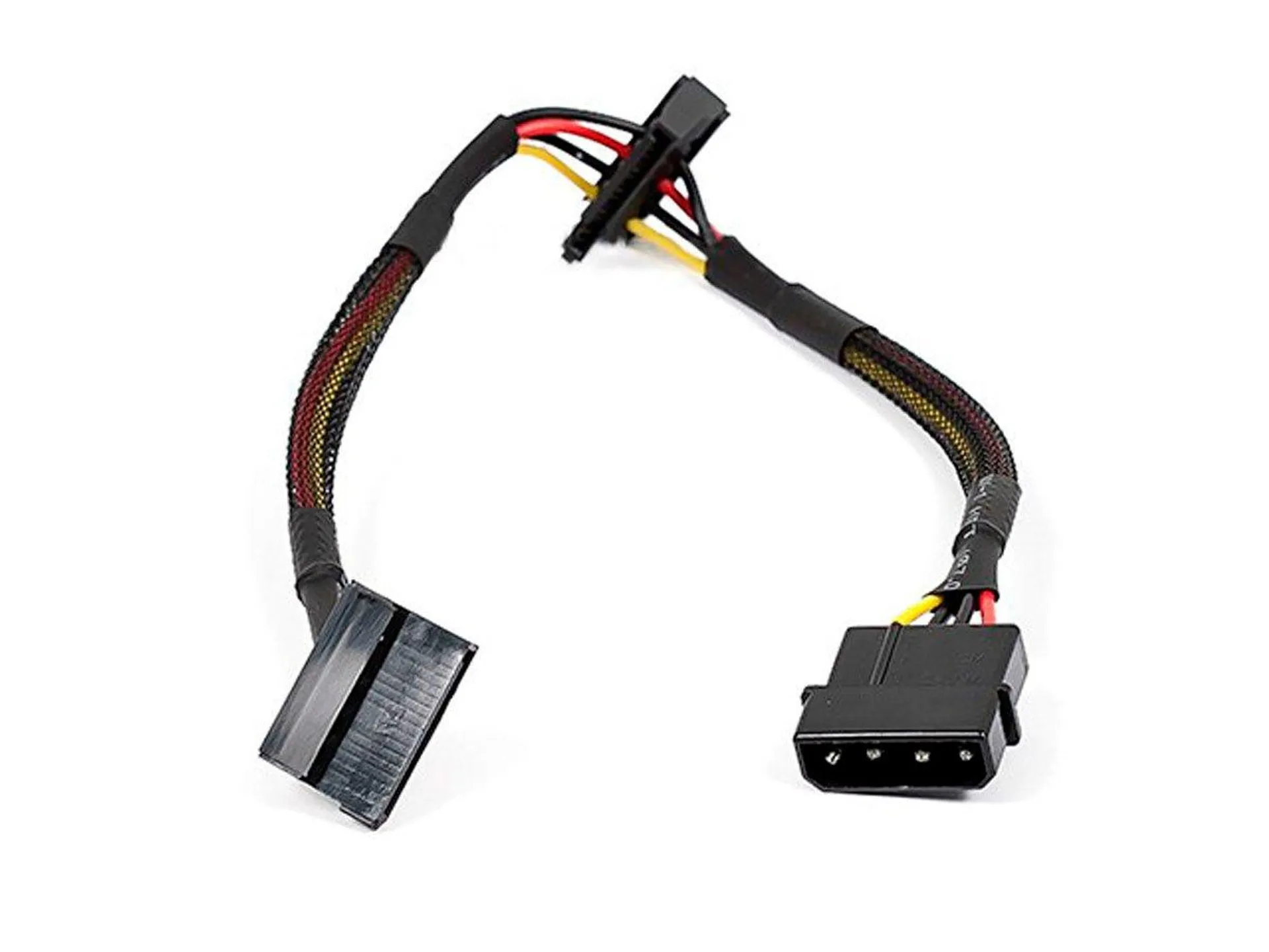 Monoprice 12in 4pin MOLEX Male to 2x 15pin SATA II Female Power Cable (Net Jacket)