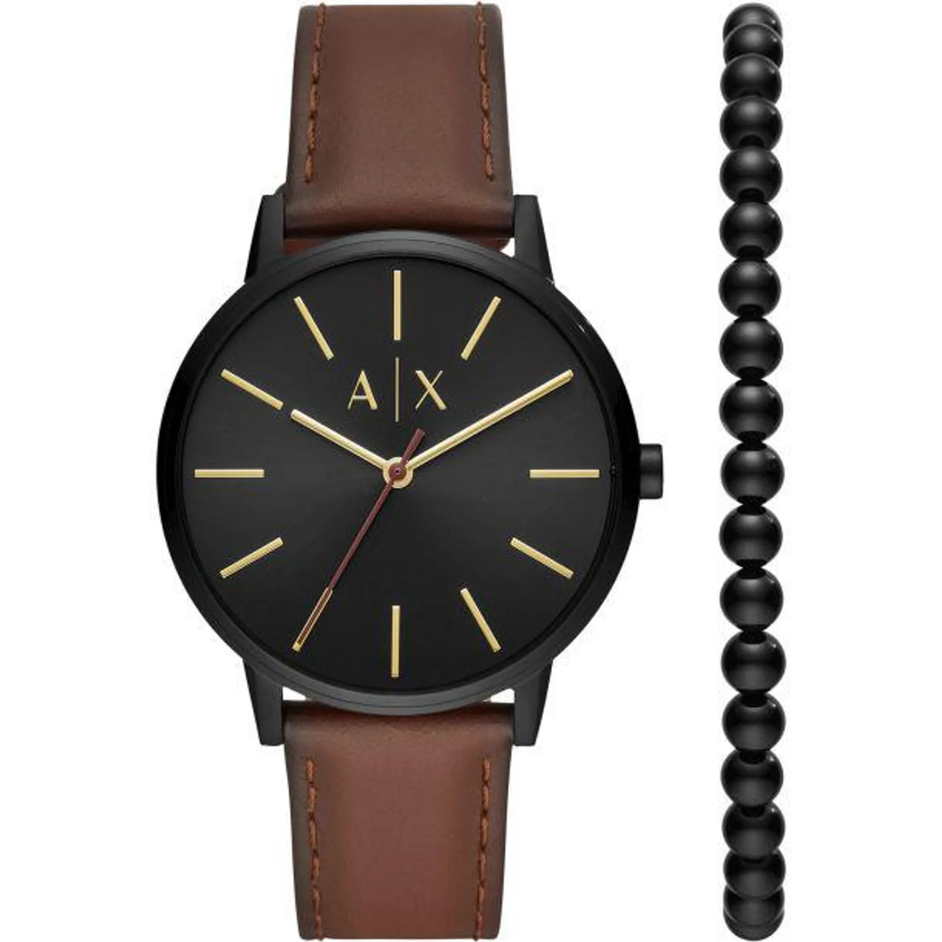Armani Exchange Leather Watch and Bracelet Gift Set
