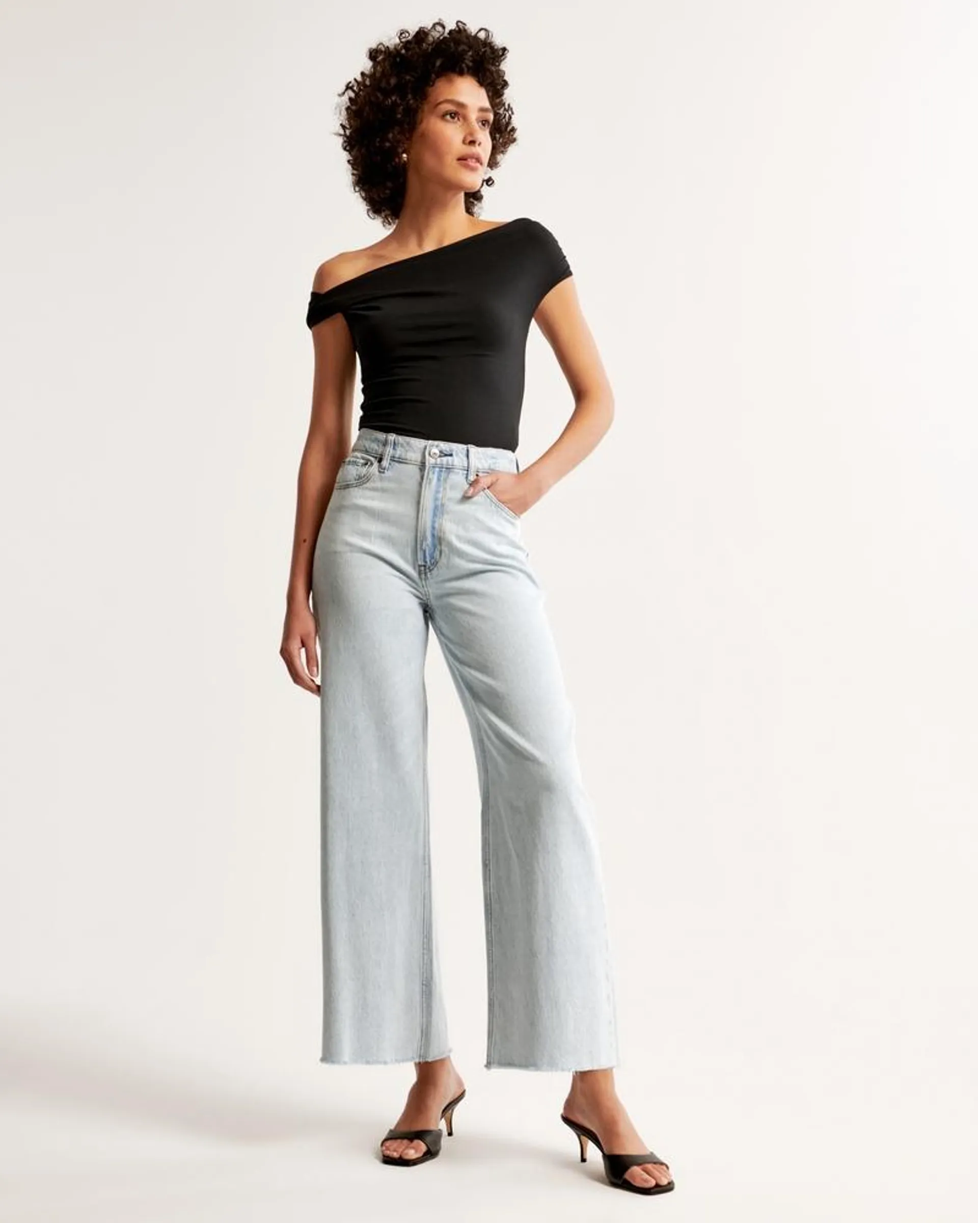 High Rise Cropped Wide Leg Jean