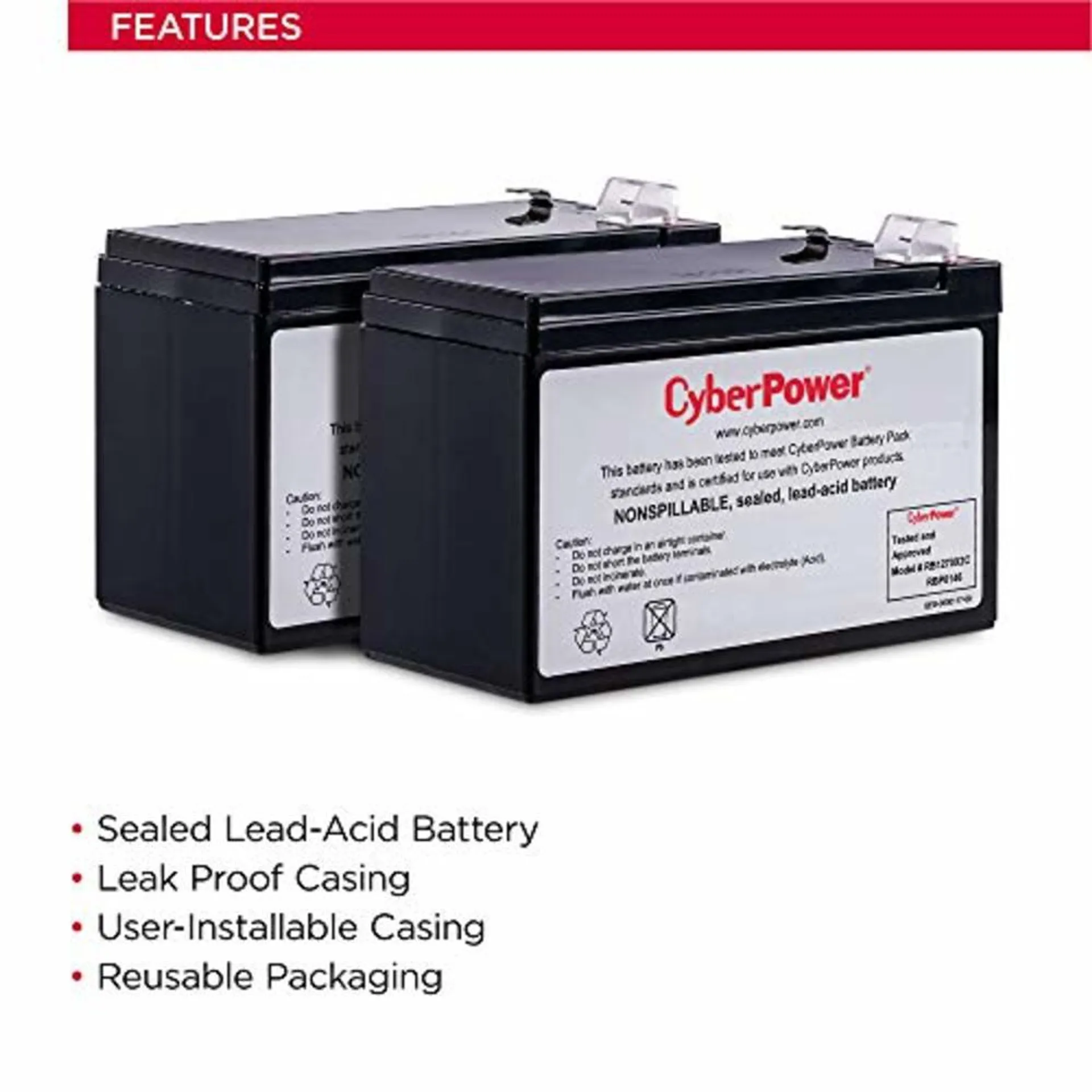 CyberpowerPC CyberPower RB1270X2C UPS Replacement Battery Cartridge, 12V/7Ah