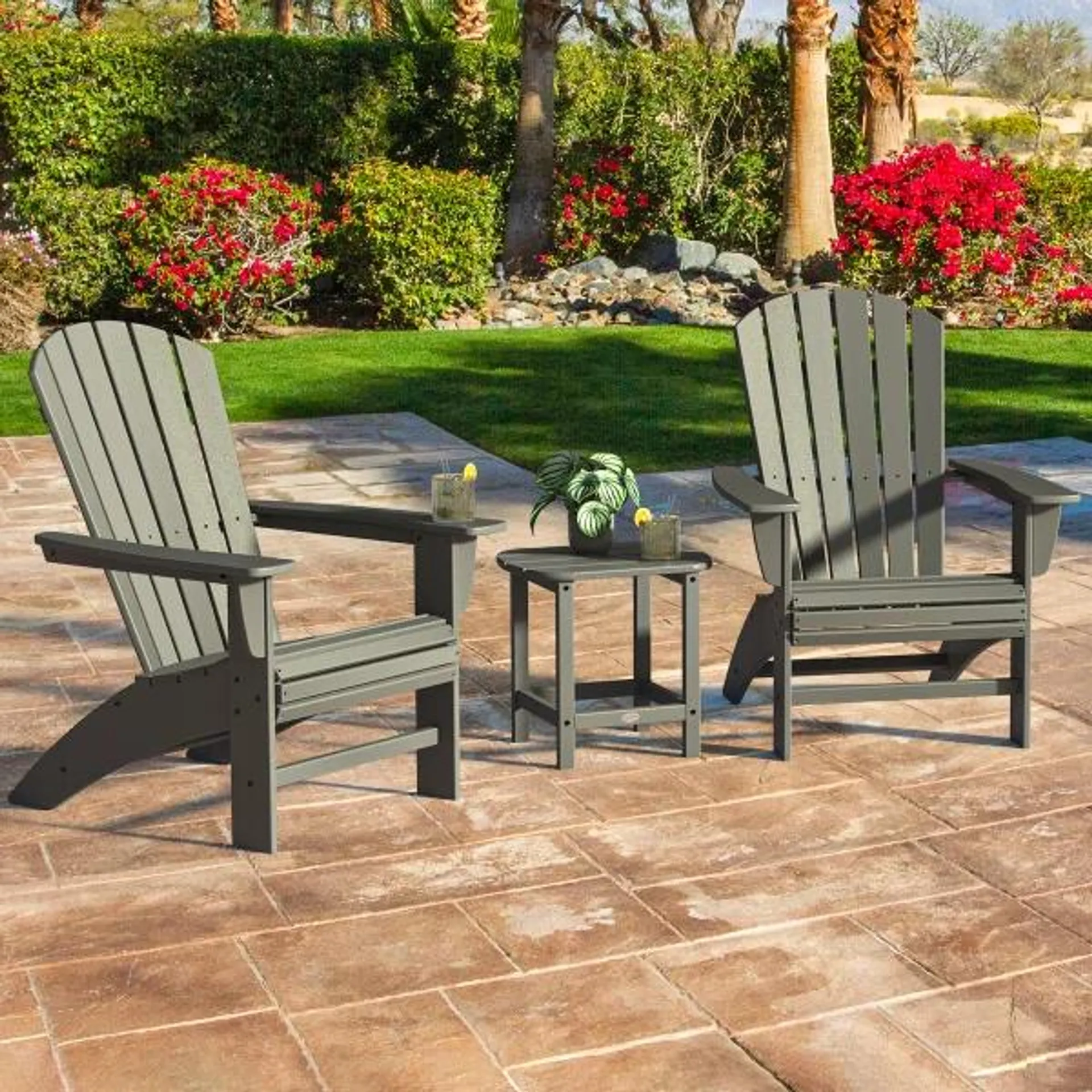 POLYWOOD Portside 3-piece Outdoor Patio Shellback Adirondack Set