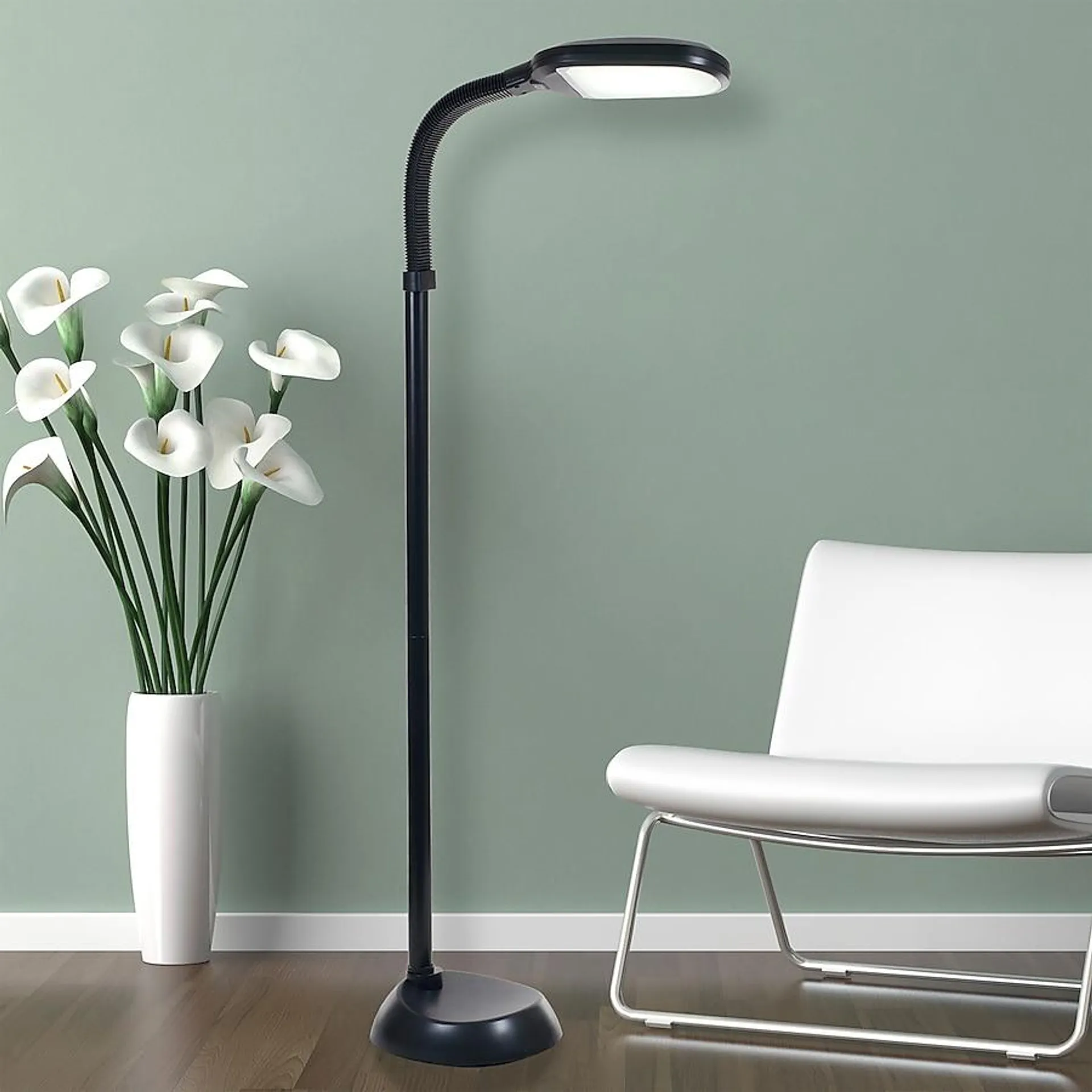 Hastings Home Natural Daylight LED Floor Lamp 60-in Black Arc Floor Lamp