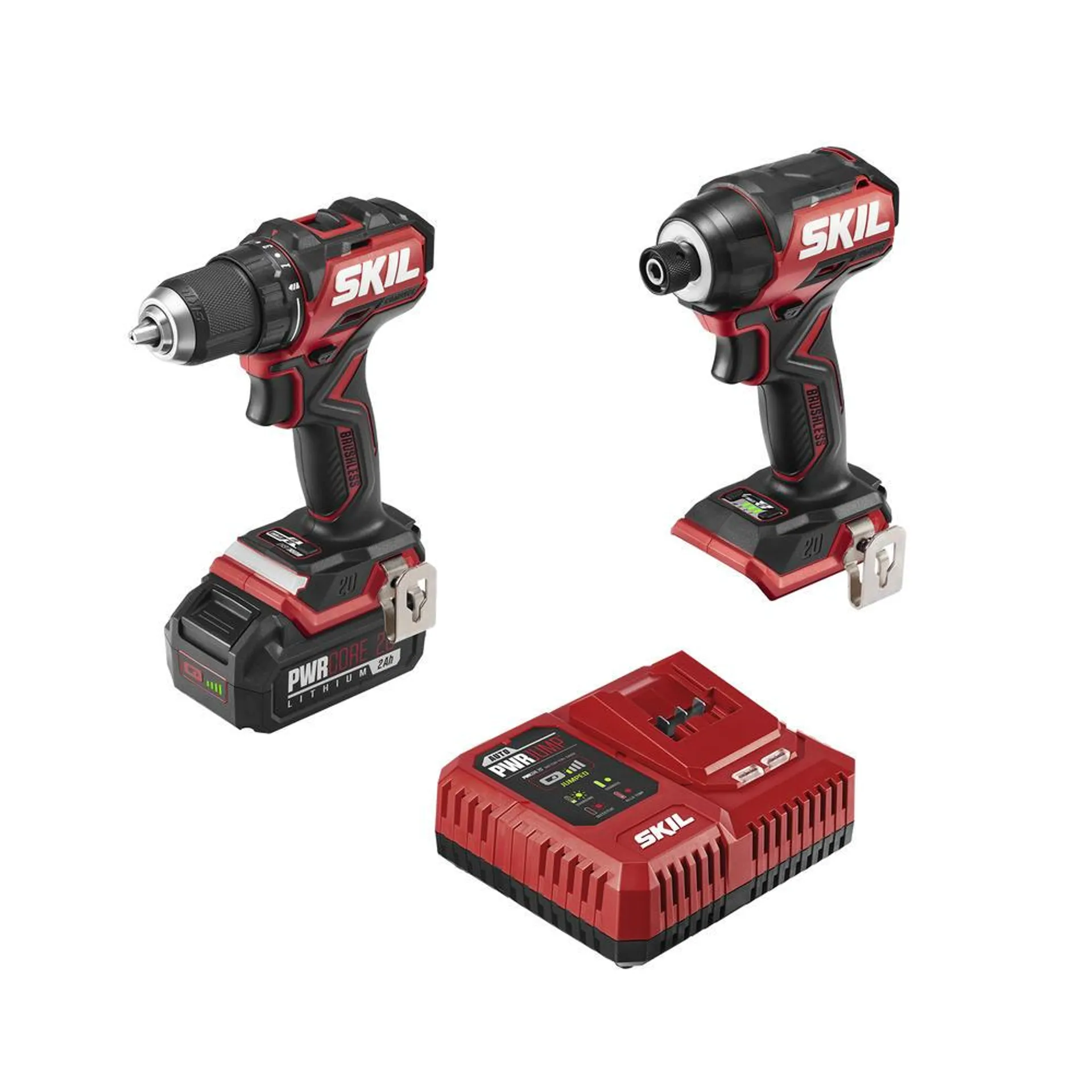 SKIL® PWRCORE 20™ 20-Volt Brushless Cordless Compact Drill Driver and Impact Driver Combo Kit