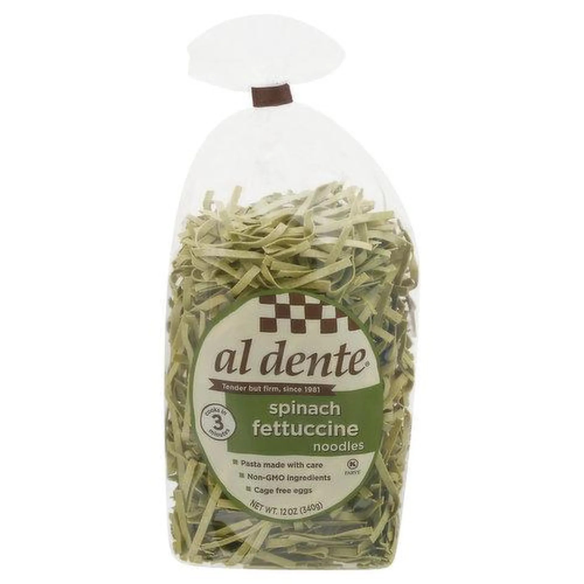 Al Dente Fettucine Noodles, Spinach - 12 Ounce