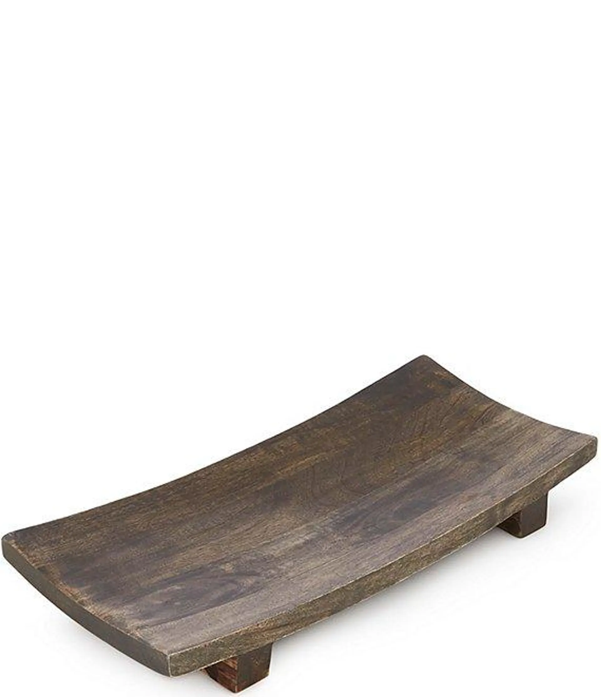 Wood Rectangle Footed Platter