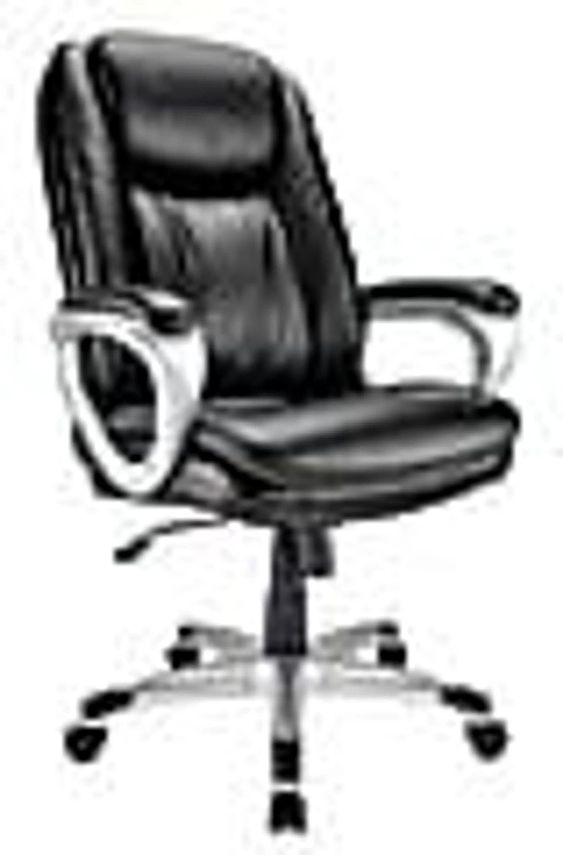 Realspace® Treswell Bonded Leather High-Back Executive Office Chair, Black/Silver, BIFMA Compliant