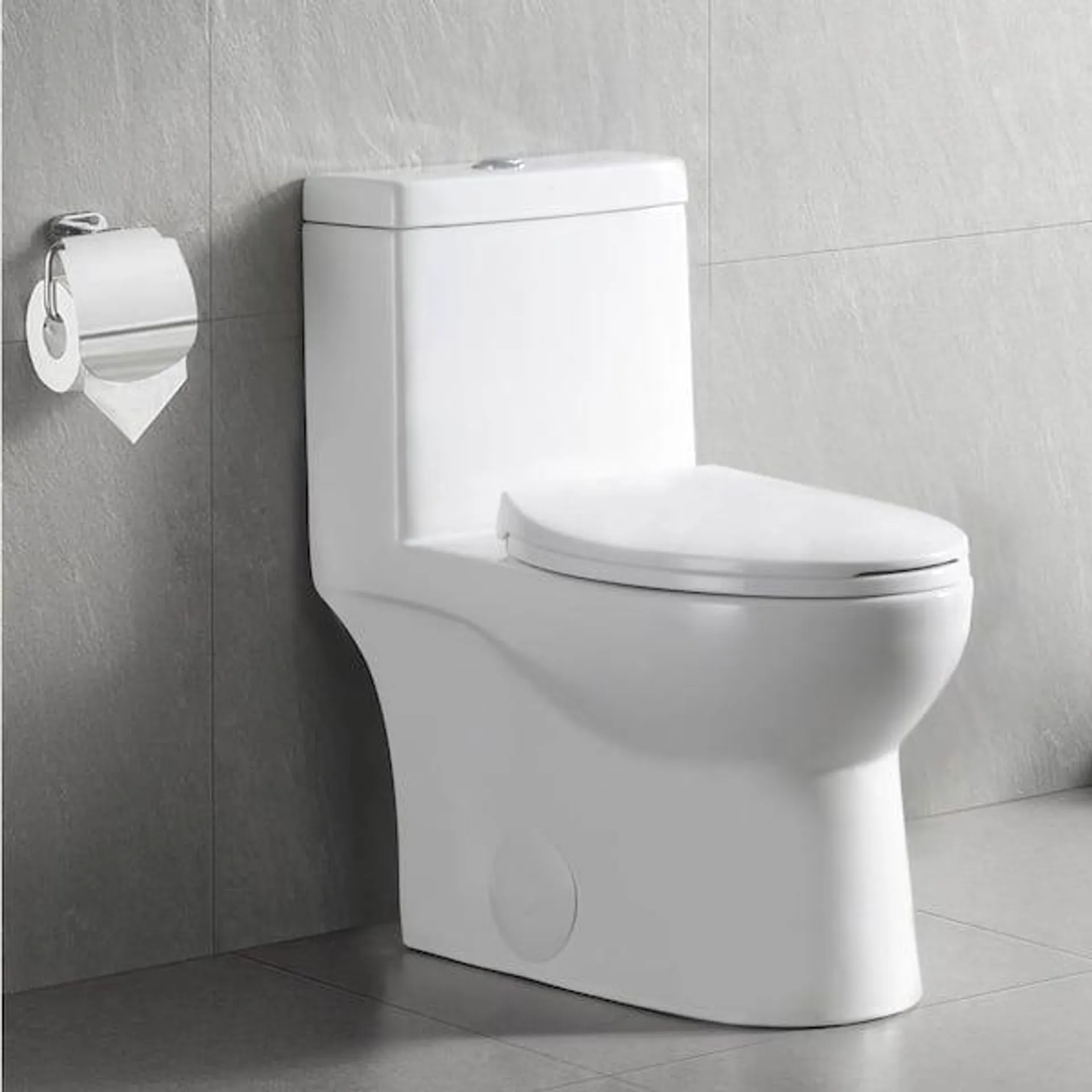 Ally 1-Piece 1.1/1.6 GPF Dual-Flush Elongated Toilet in Glossy White with Comfort Seat Height (Seat Included)