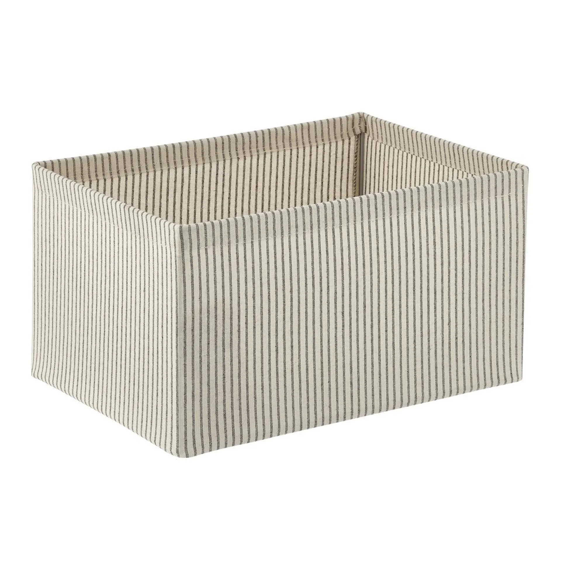 The Container Store Open Canvas Bin Grey Stripe