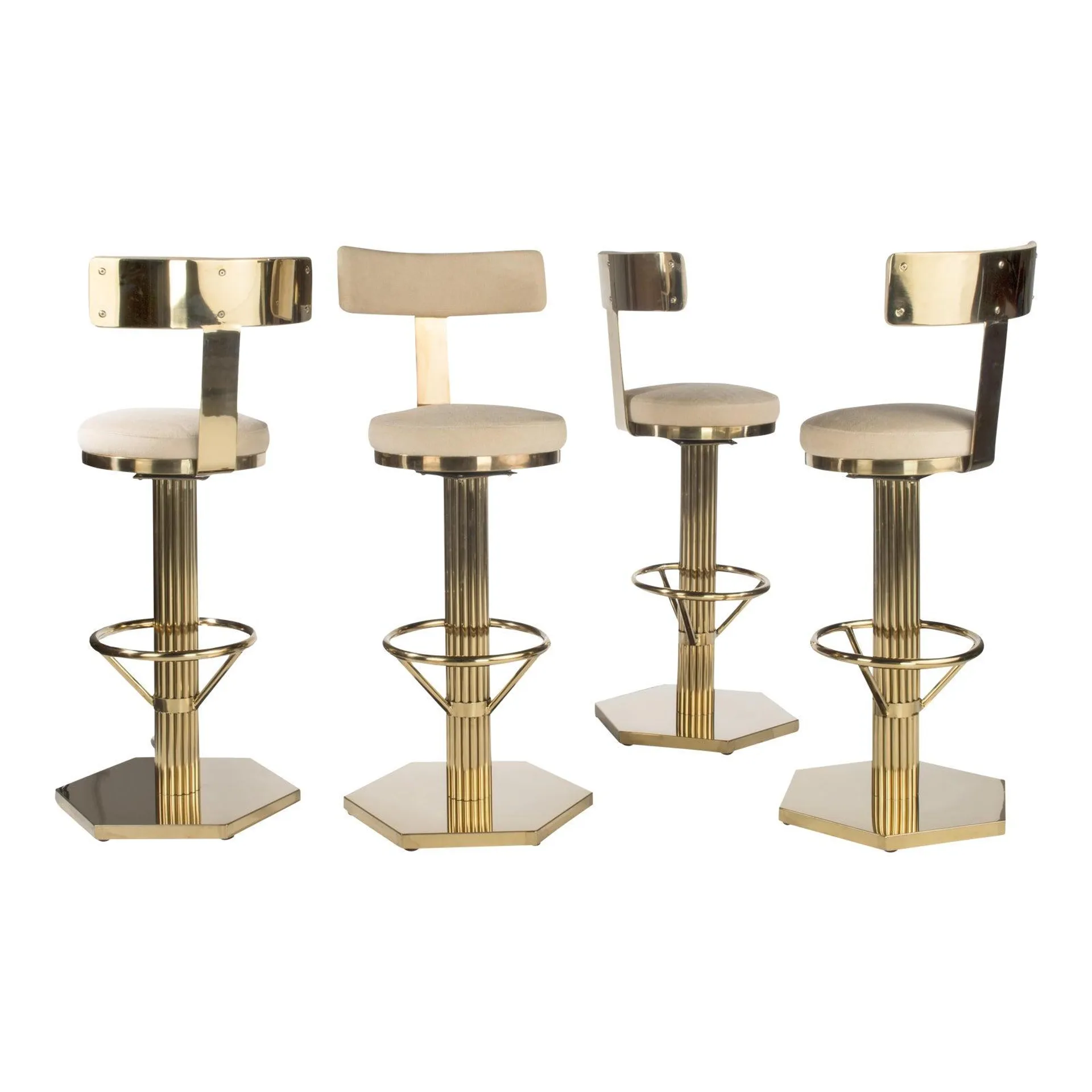 Hollywood Regency Style Gold Counter Stools - Set of 4