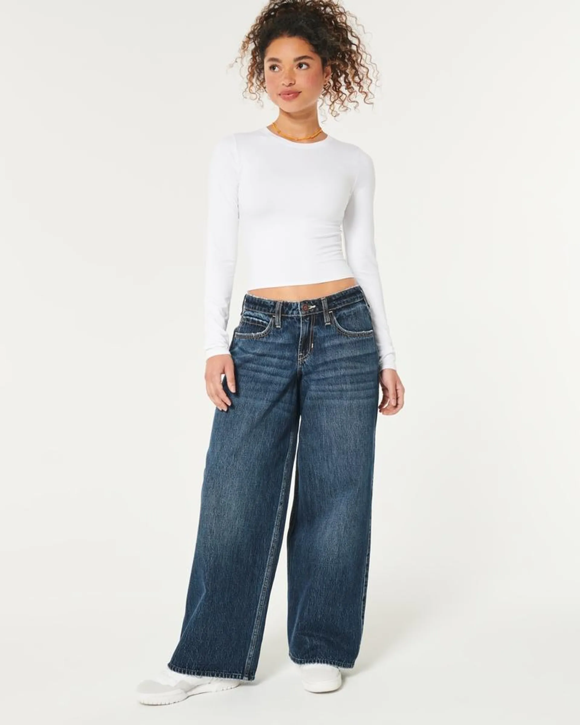 Low-Rise Dark Wash Super Baggy Jeans