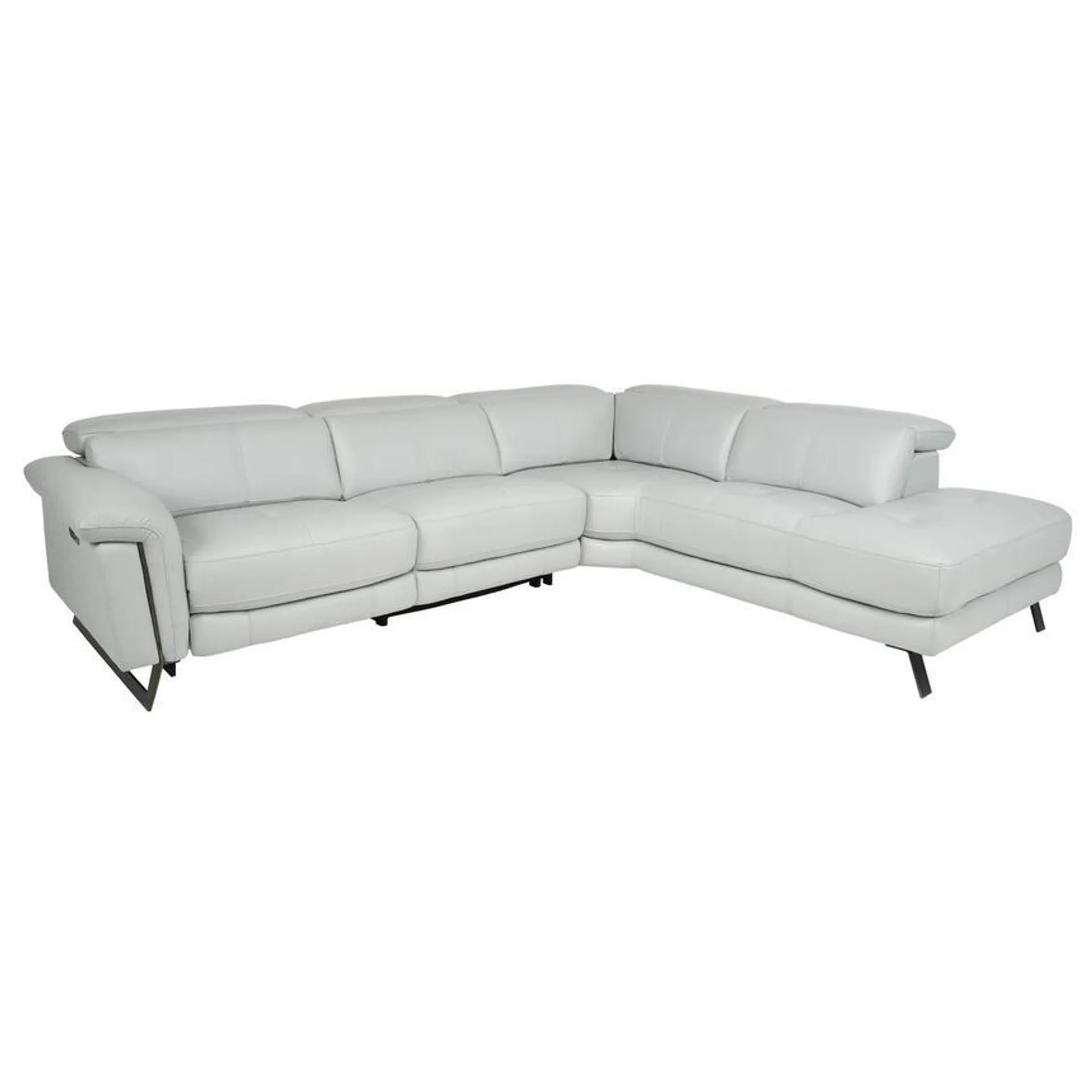 Joshlin Light Gray Leather Power Reclining Sofa w/Right Chaise