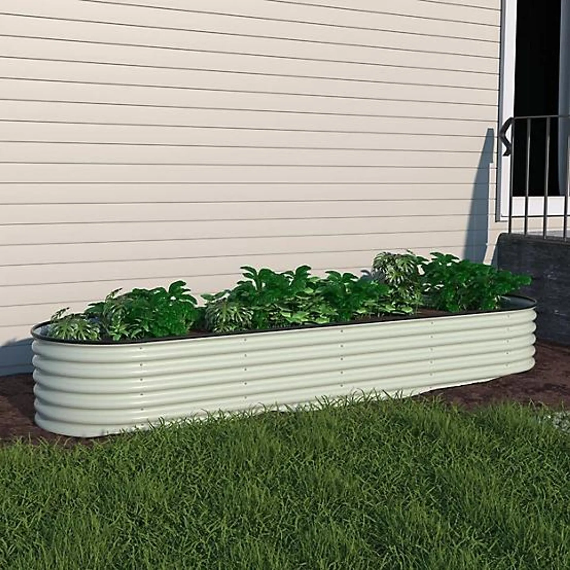 Metal Raised Garden Bed for Vegetables and Flowers, 24 in. x 96 in. x 17 in., Pearl White