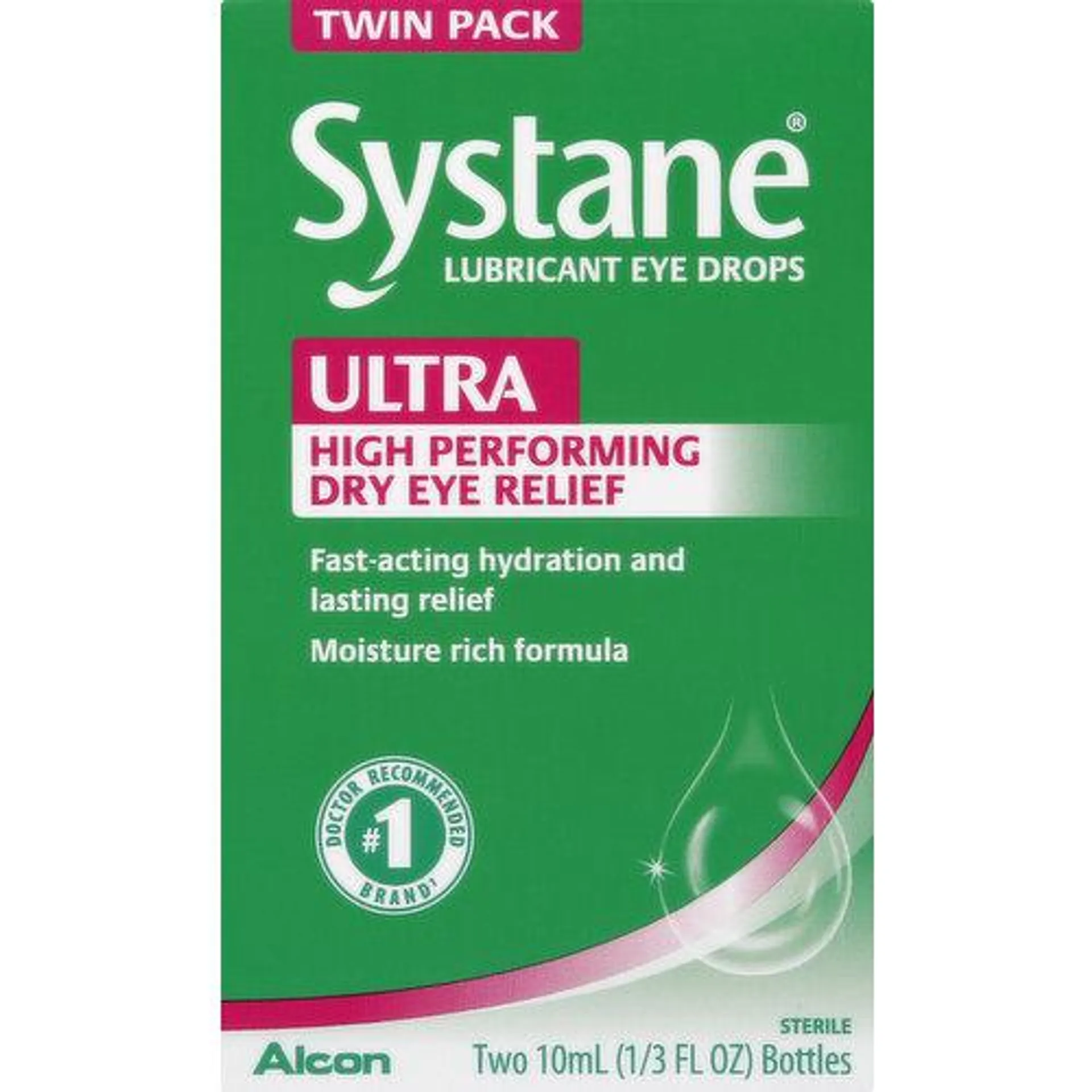 Systane Ultra Eye Drops, Lubricant, High Performance, Twin Pack, 2 Each