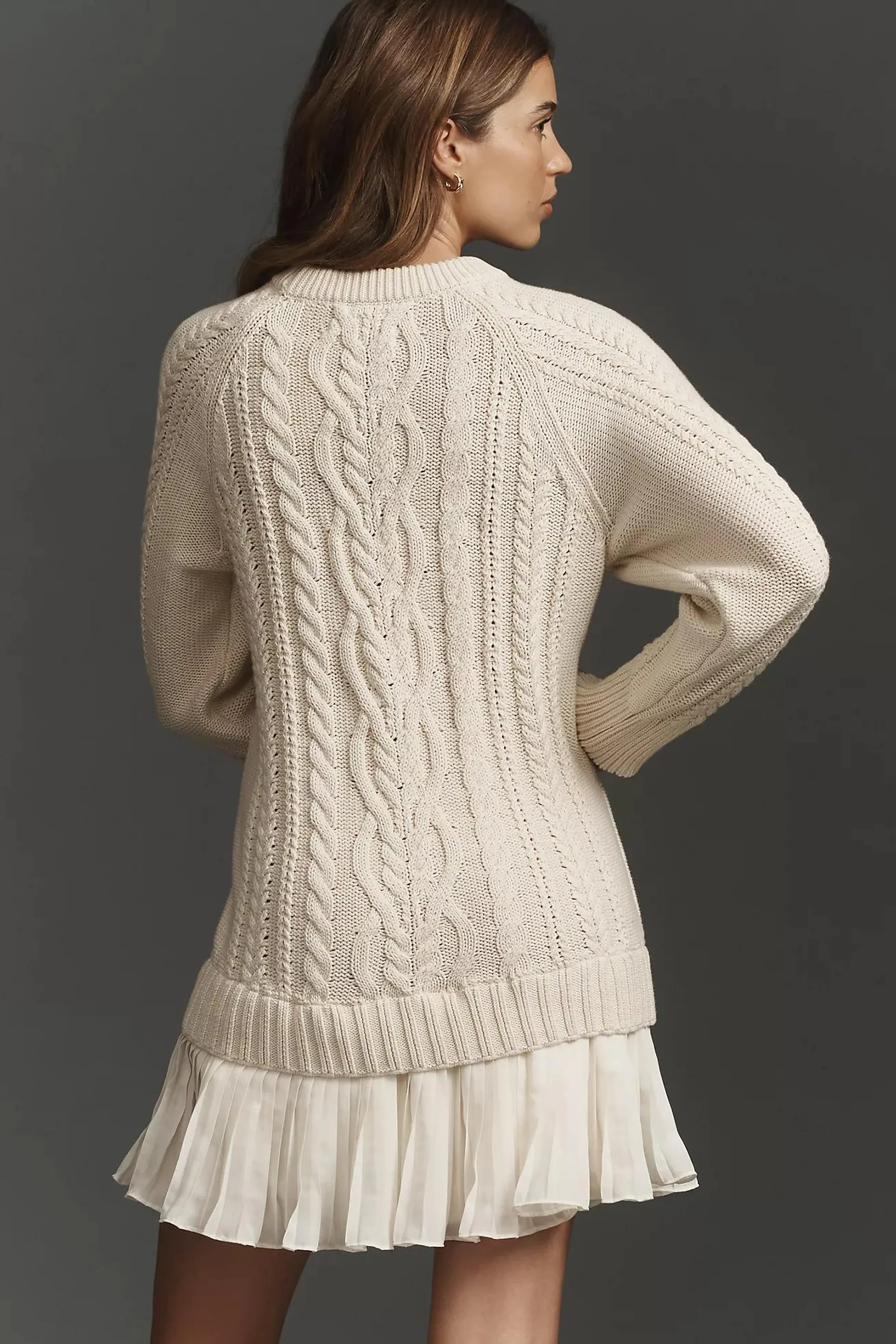 By Anthropologie Twofer Cable-Knit Sweater Mini Dress