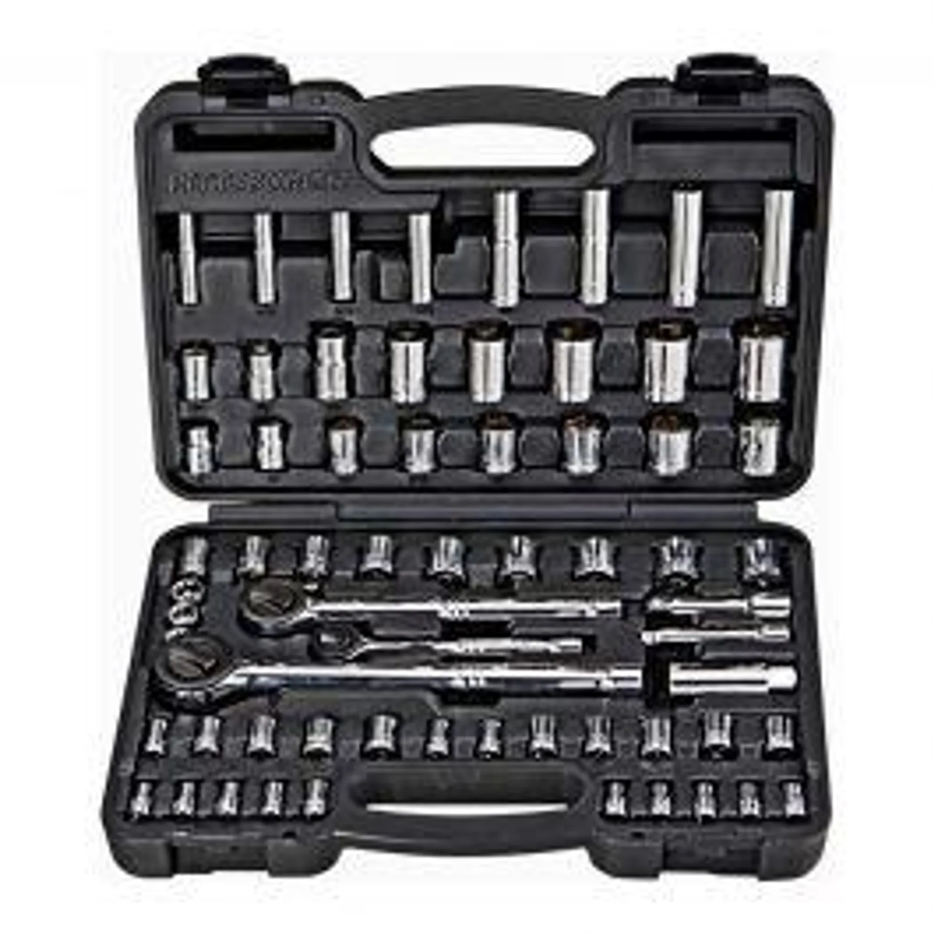 1/4 in., 3/8 in., 1/2 in. Drive SAE and Metric Socket Set, 64-Piece