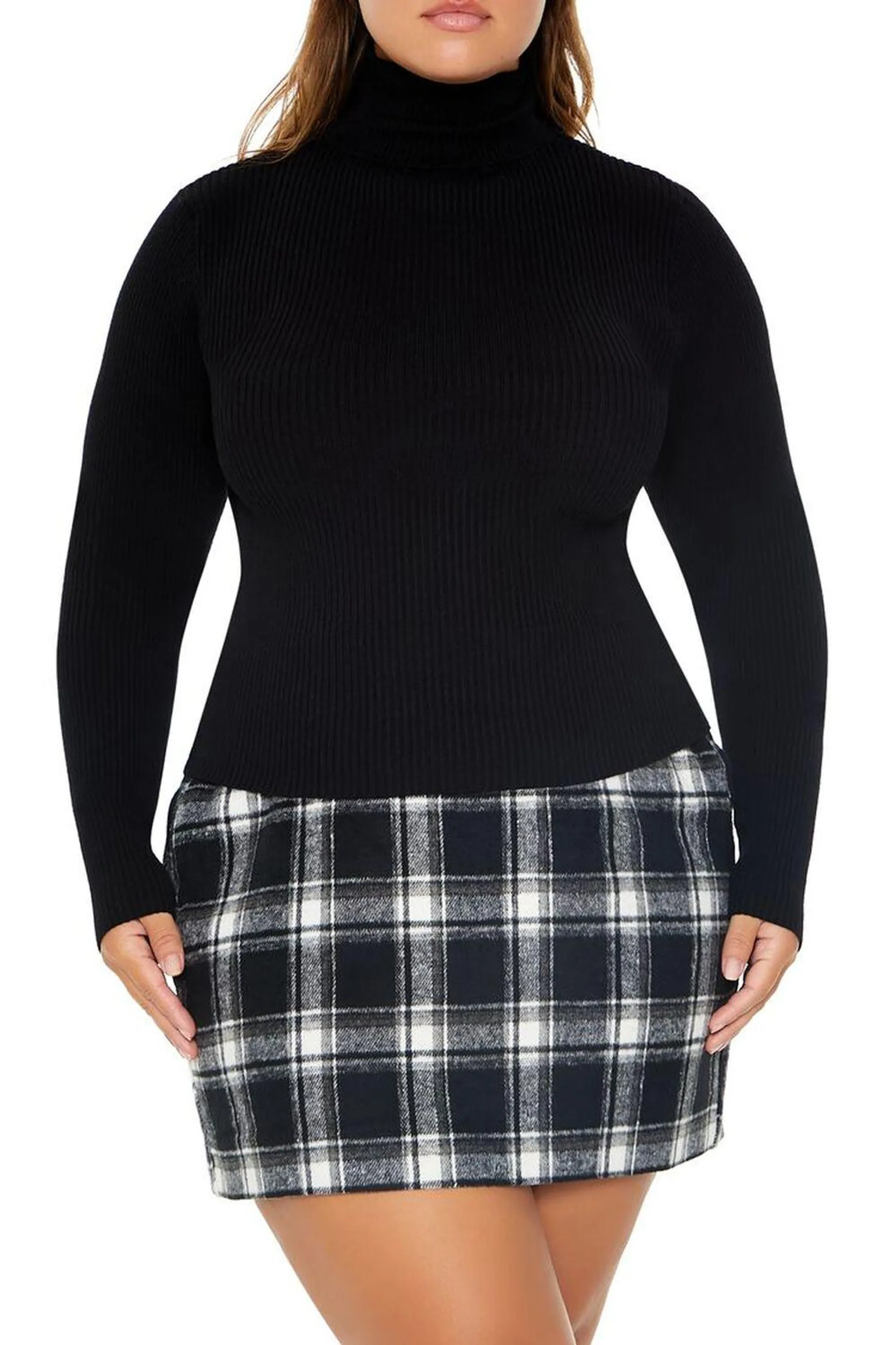 Plus Size Ribbed Turtleneck Sweater