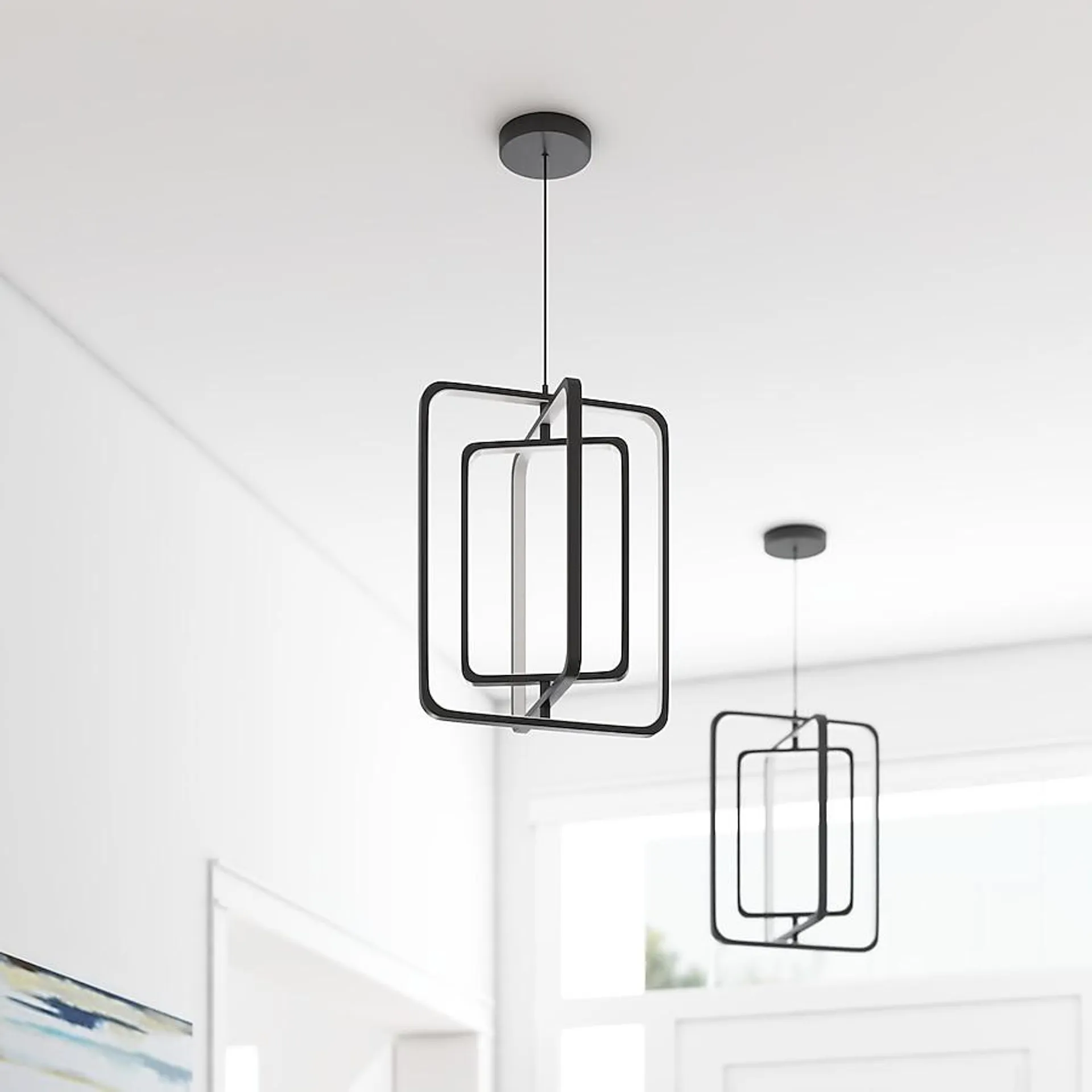 Origin 21 Matte Black Modern/Contemporary Geometric LED Medium Hanging Pendant Light