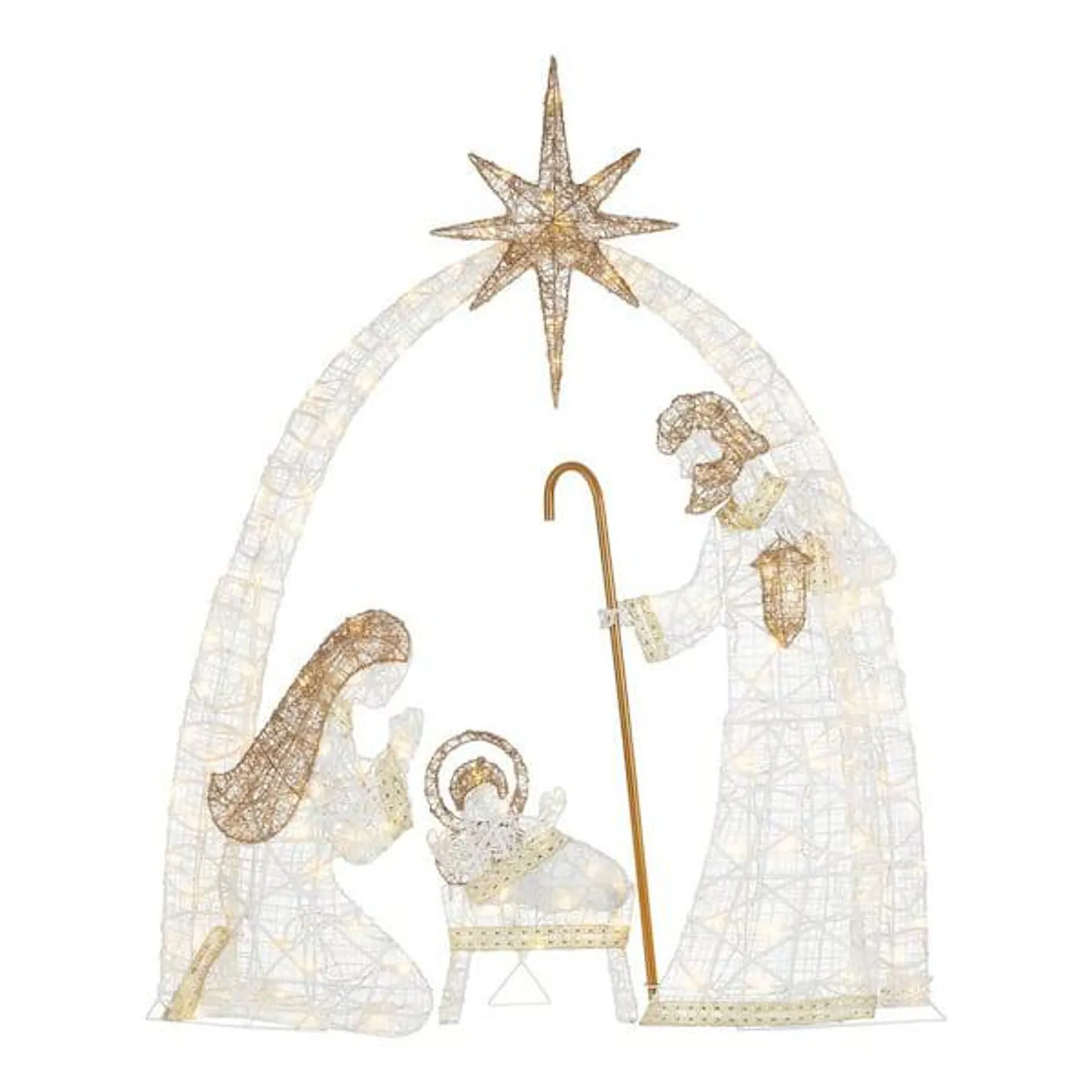 66 in. Warm White LED Super Bright Nativity Set Holiday Yard Decoration