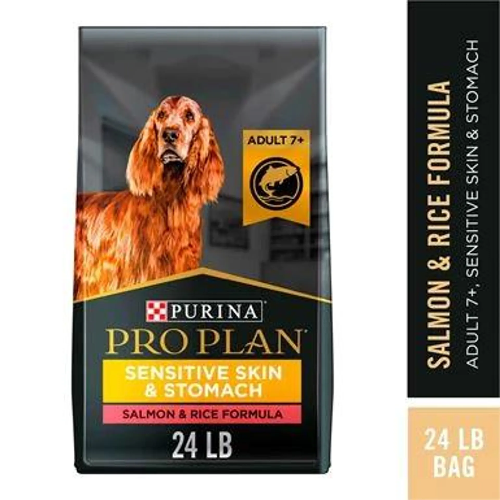 Purina Pro Plan Sensitive Skin & Stomach Dog Food, Dry Dog Food for SENIOR Dogs Adult 7+ Salmon & Rice Formula - 24 Pound Bag