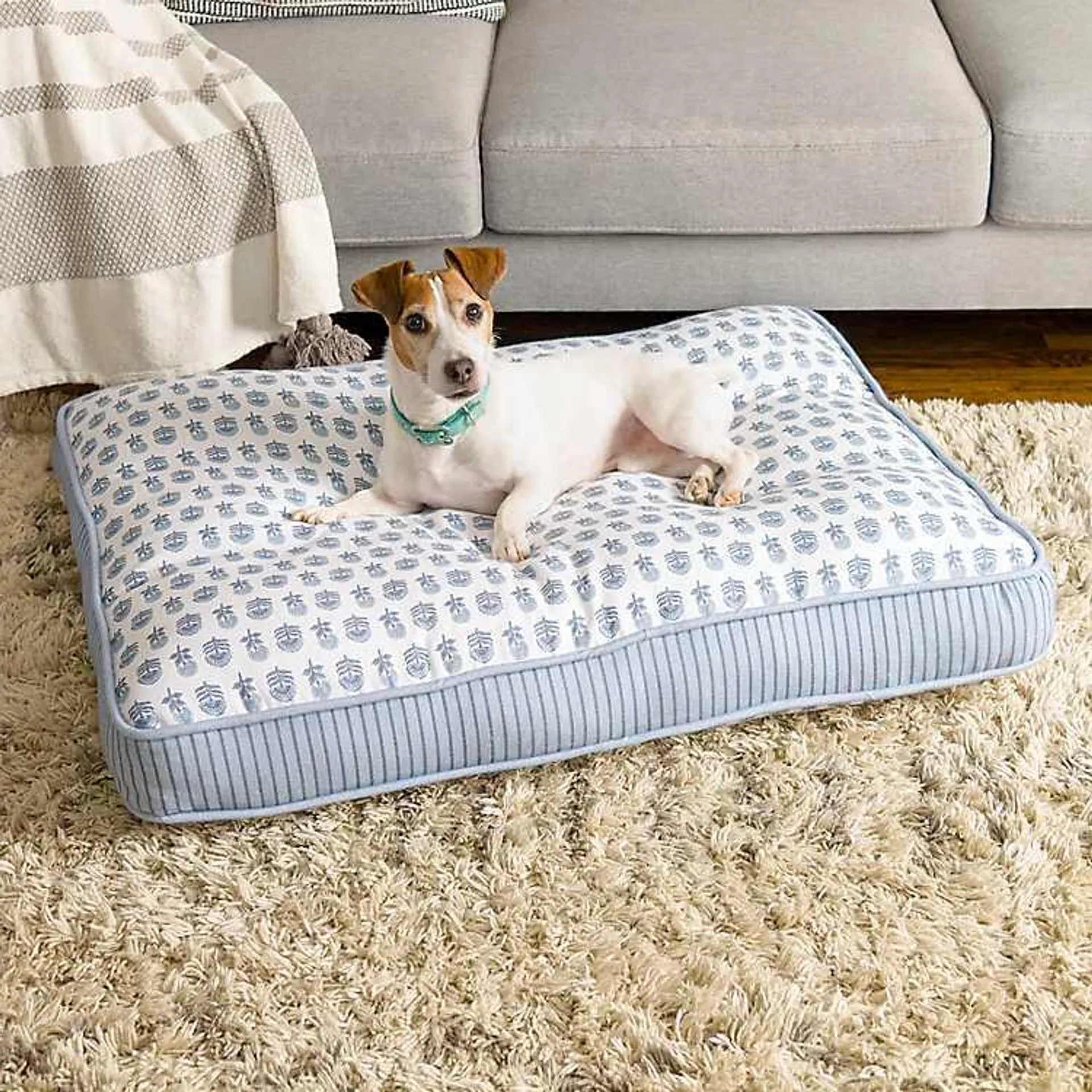 Blue Floral Lounger Pet Bed