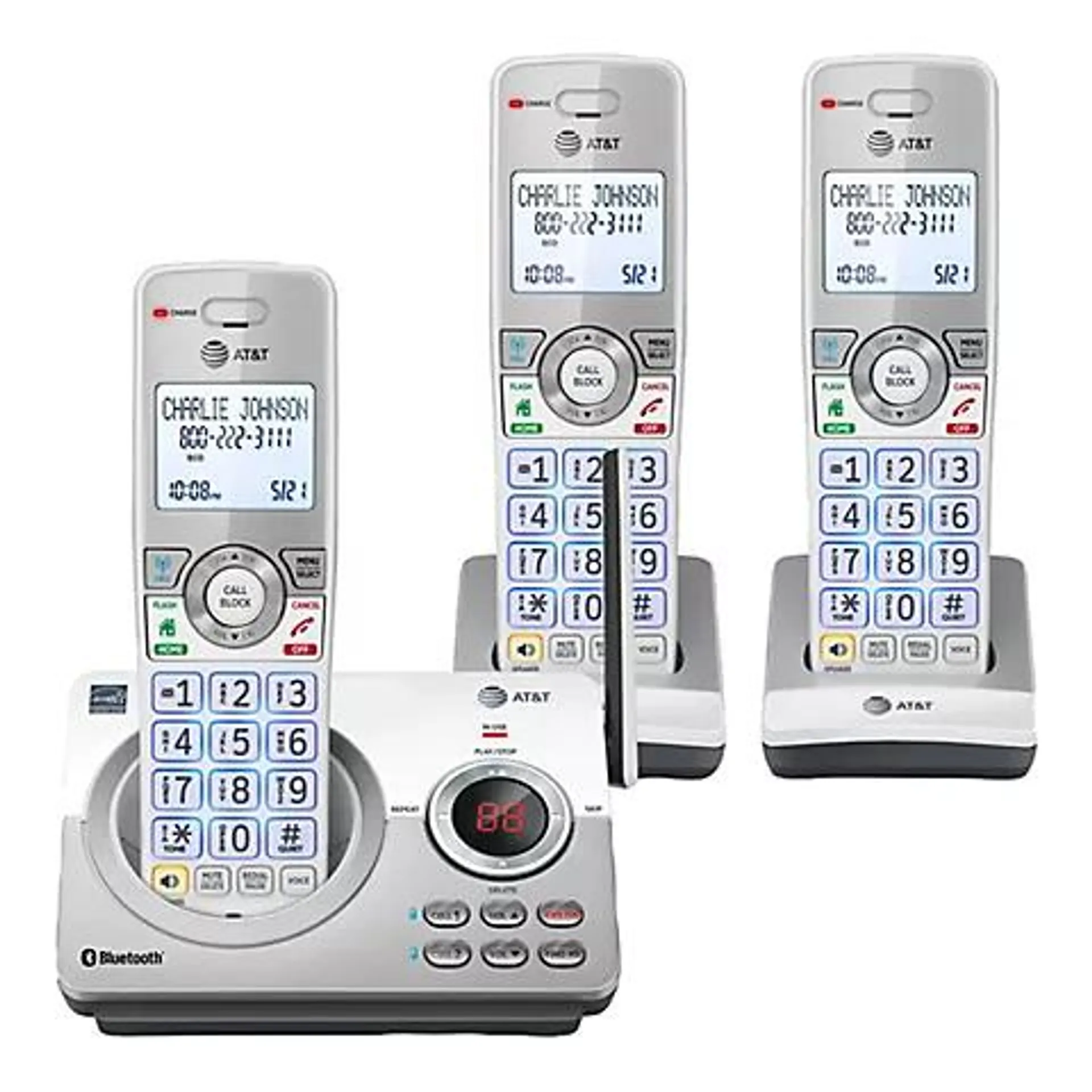 AT&T 3-Handset Cordless Phone with Unsurpassed Range, Bluetooth Connect to Cell, Smart Call Blocker and Answering System