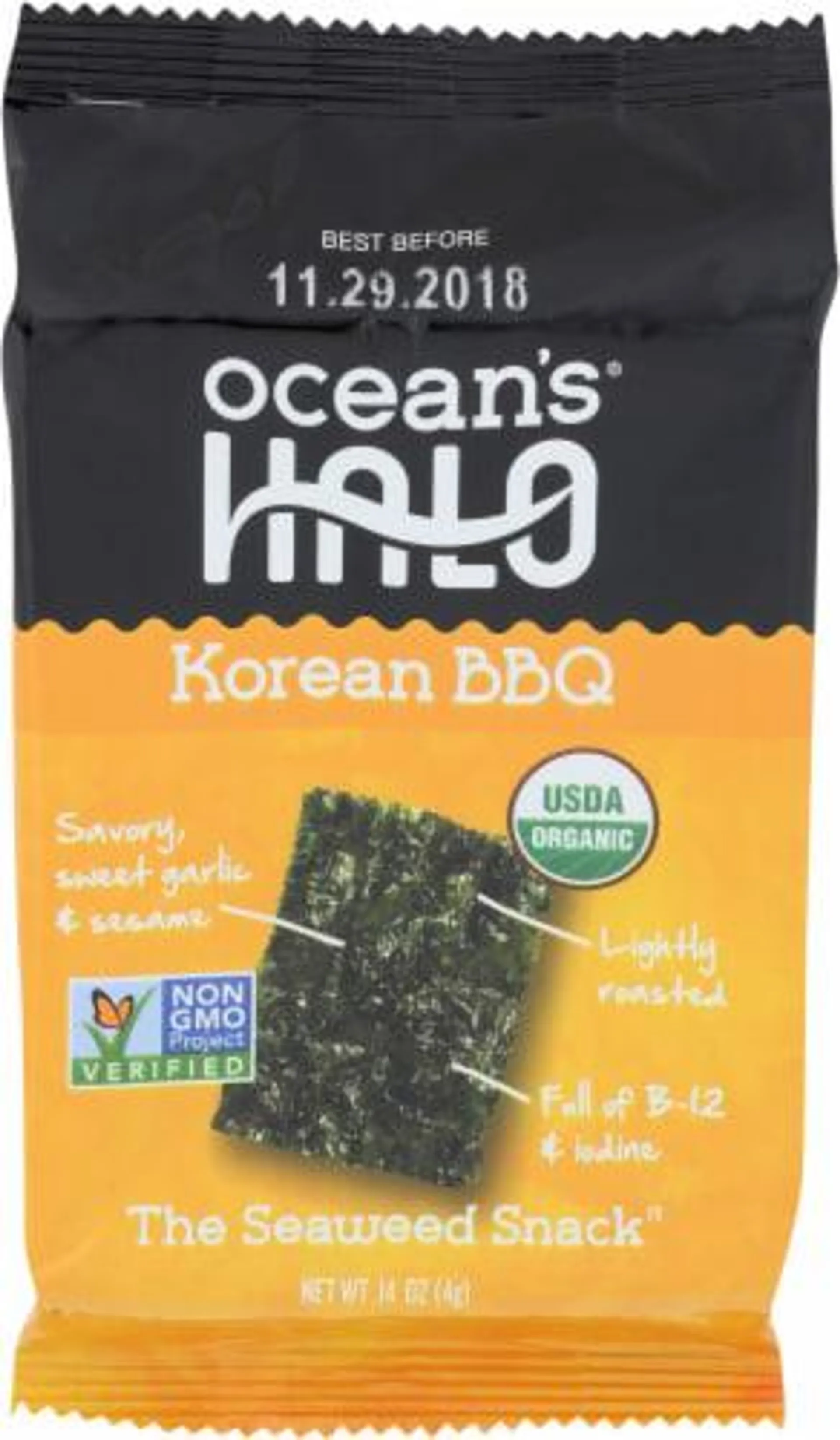 Ocean's Halo Korean BBQ Seaweed Snack