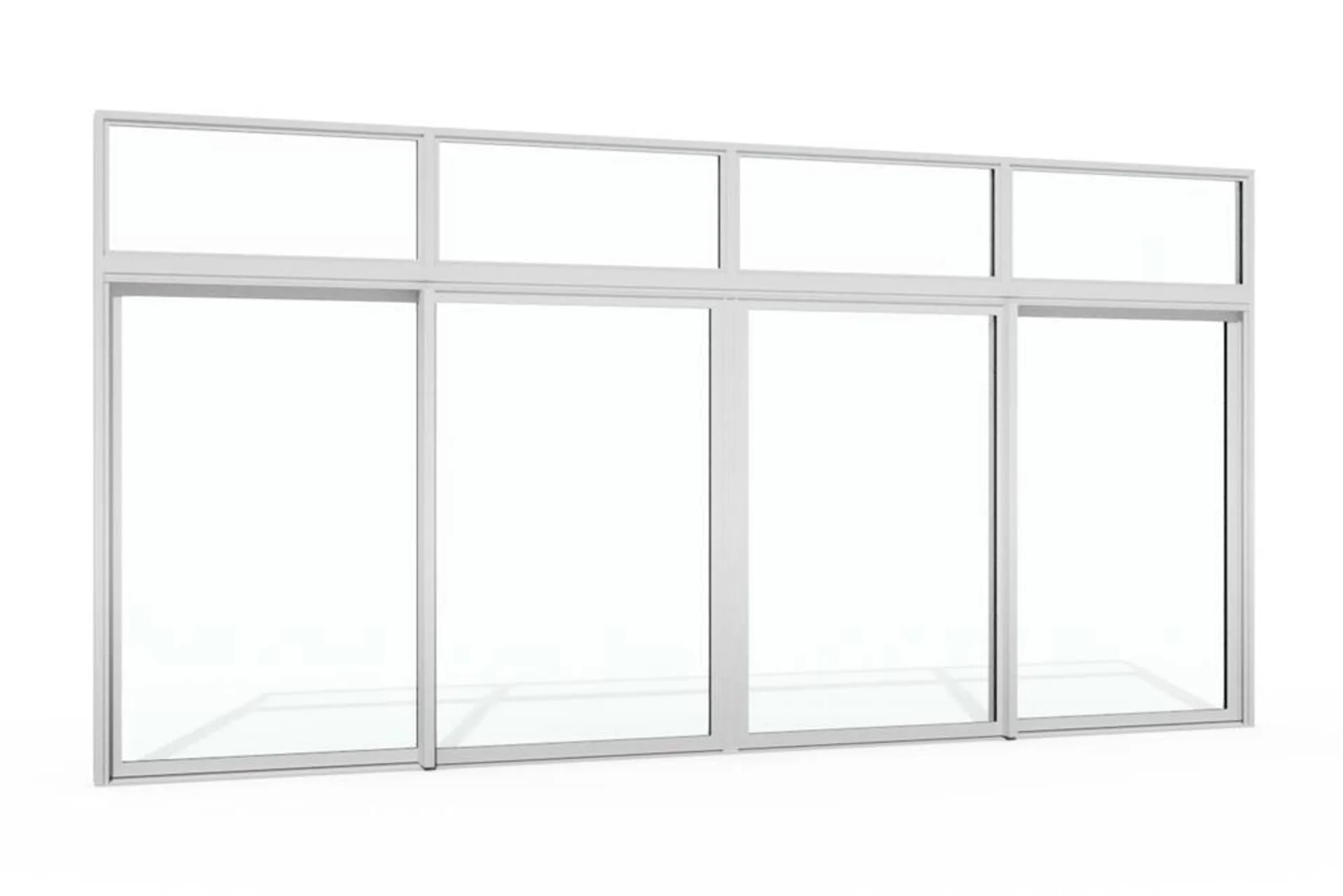 Boyd® 5001 Series 192"W x 119"H Brushed Aluminum OXXO Architectural-Grade Patio Door with 12" Transom with Screen