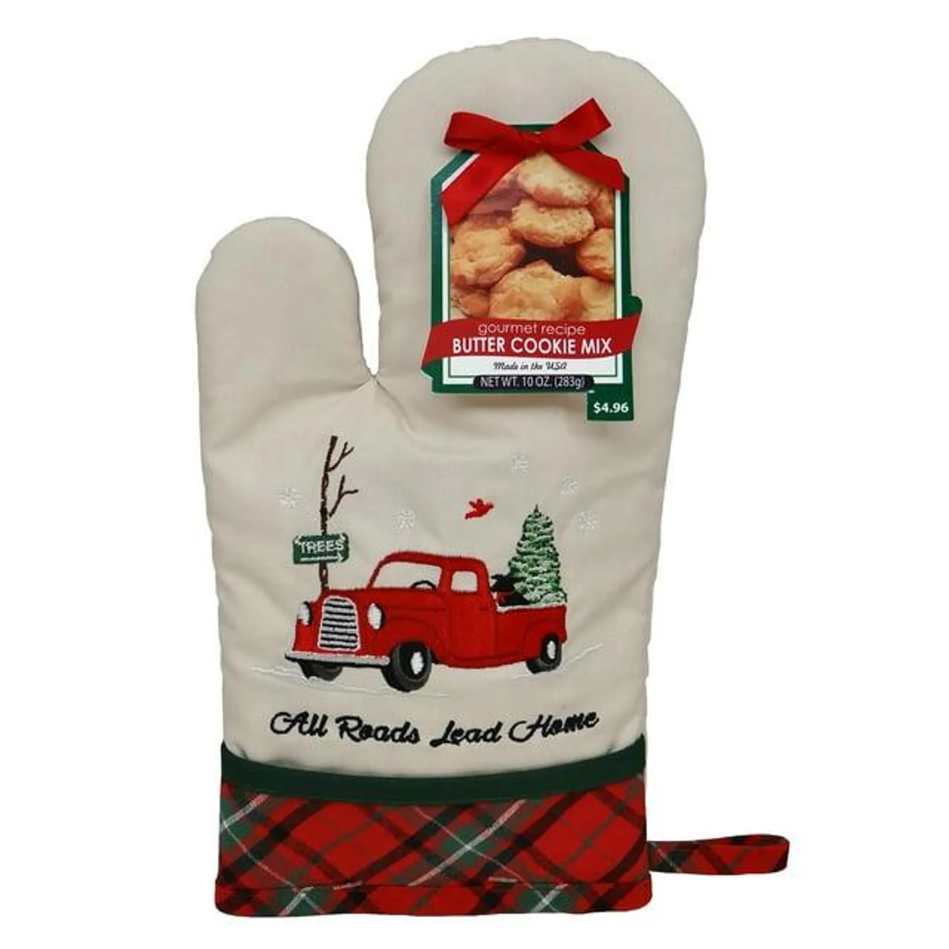 Holiday Nostalgic Truck Oven Mitt with Butter Cookie Mix Gift Set by Anastasia Gourmet, 10 oz, 1ct