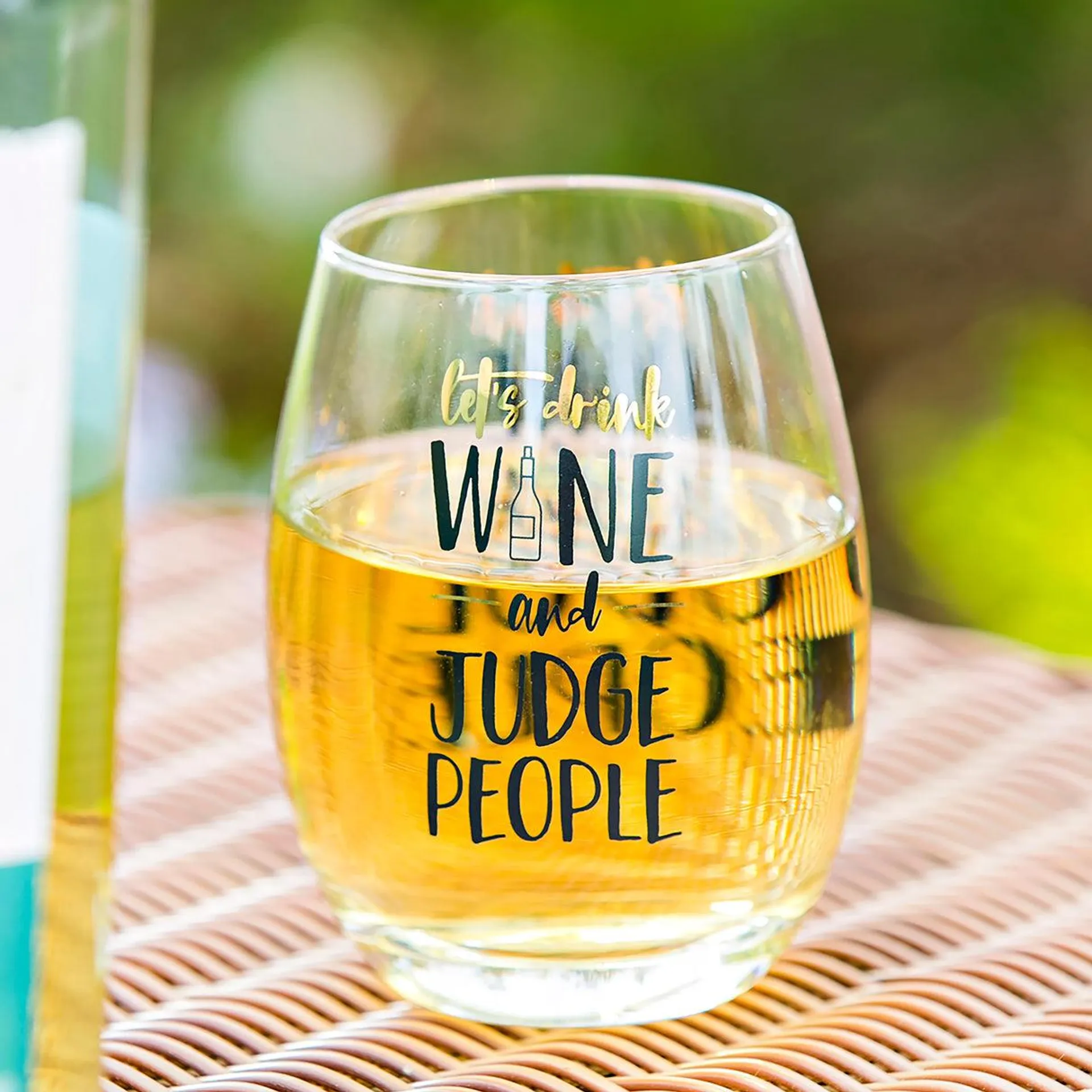 Let’s Drink Wine And Judge People 17 oz. Stemless Wine Glass With Gift Box