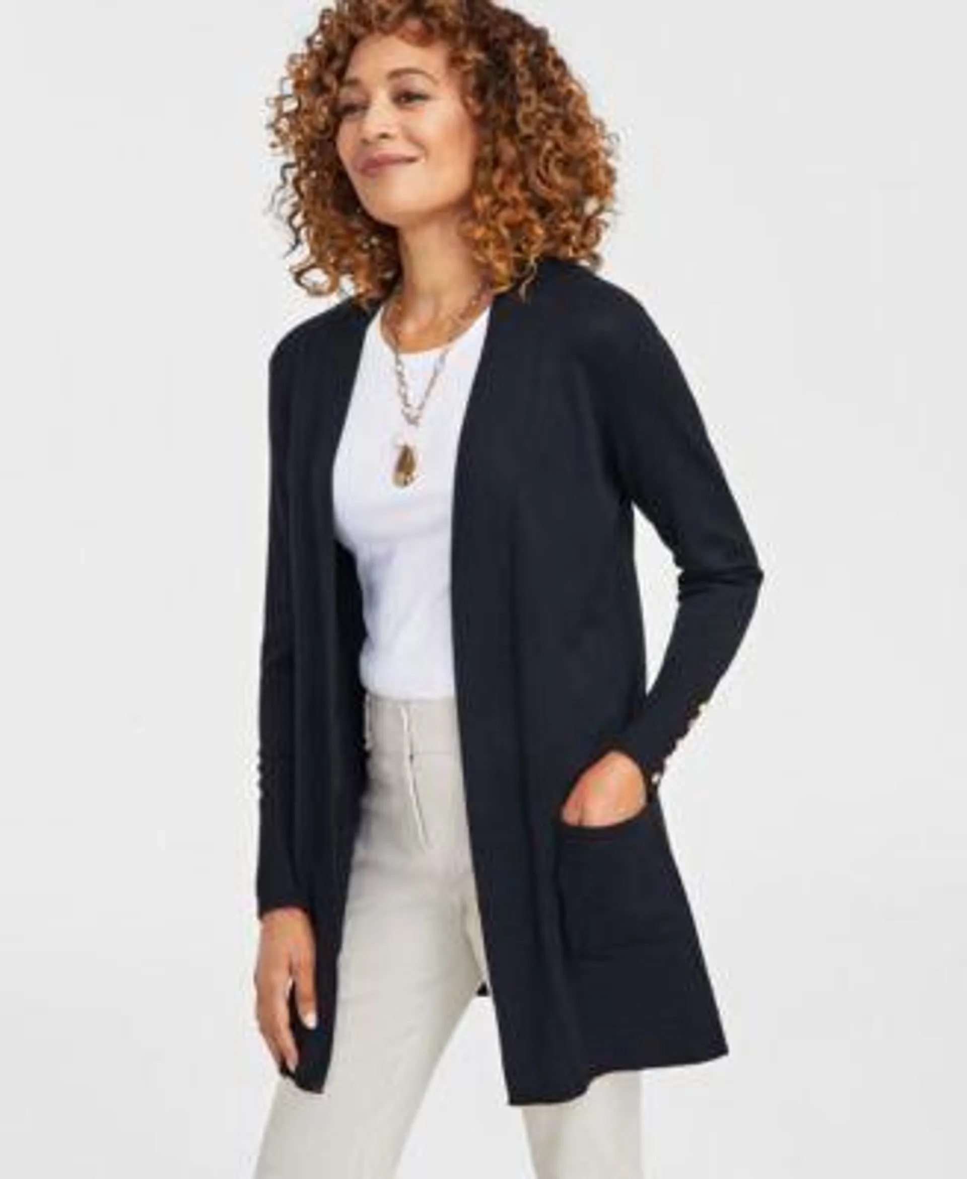 Women's Button-Sleeve Flyaway Cardigan, XS-4X, Created for Macy's