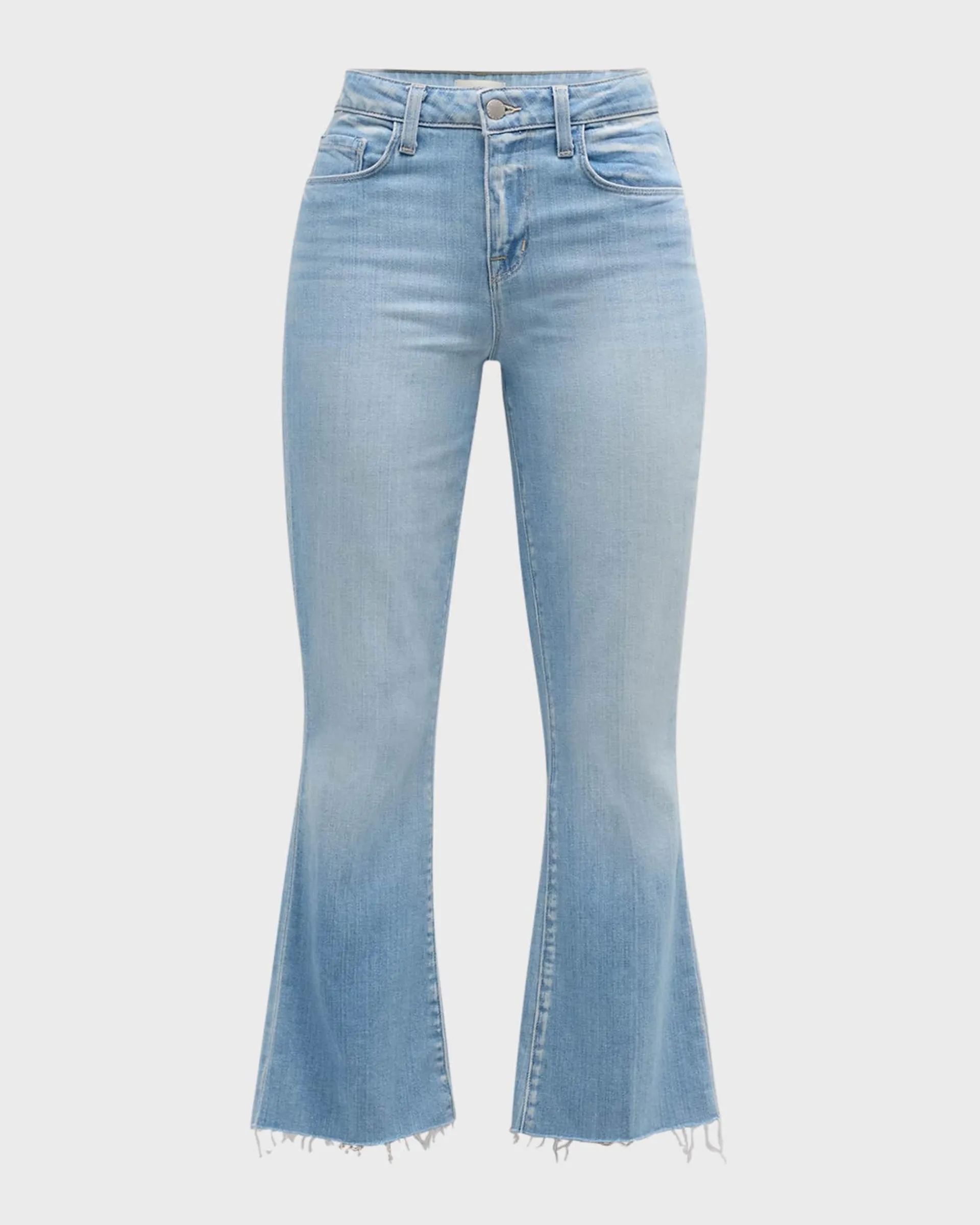 Kendra High-Rise Crop Flare Jeans with Raw Hem