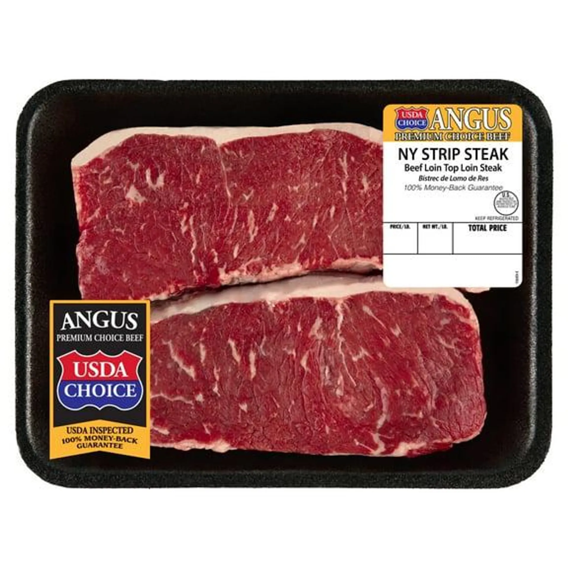 New York Strip Steak, Choice Angus Beef, 2 Per Tray, 1.25 - 1.50 lb.