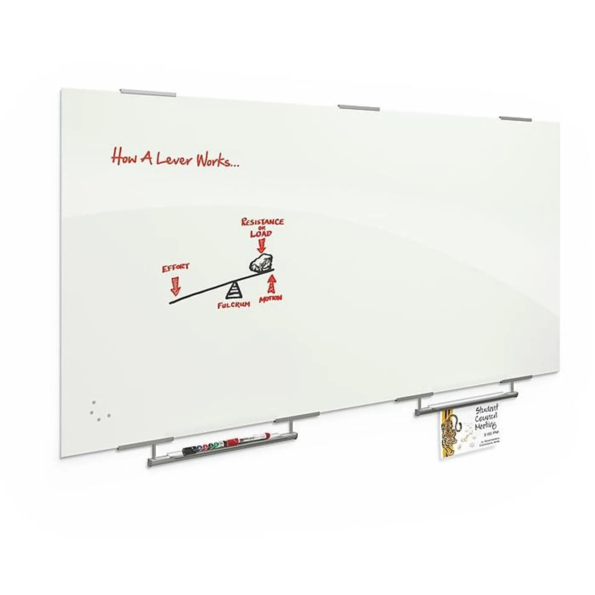 Best-Rite Visionary Magnetic Glass Dry Erase Whiteboard with Exo Tray System,