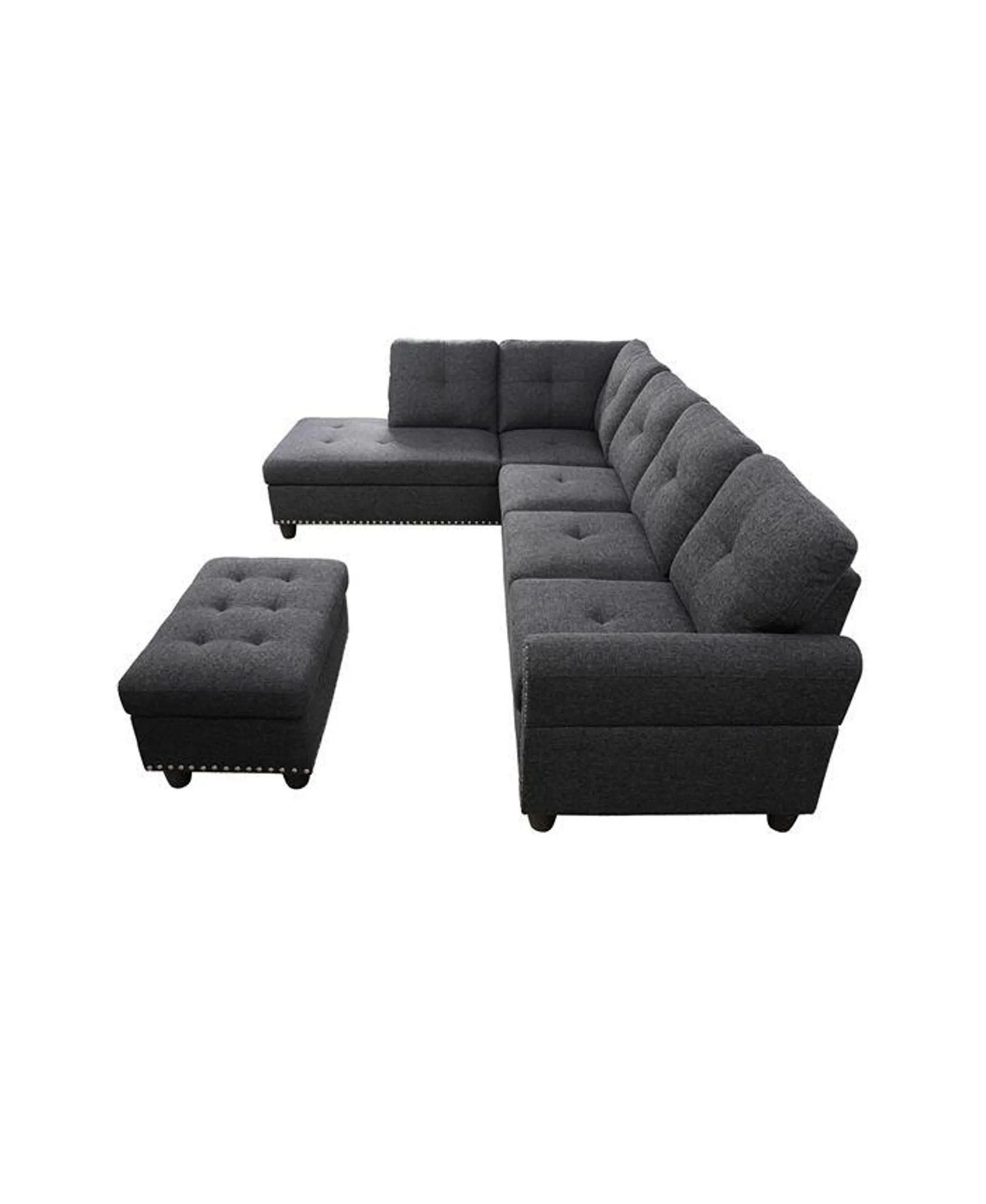 Alger 98" Wide Left Hand Facing Sofa Chaise With Ottoman