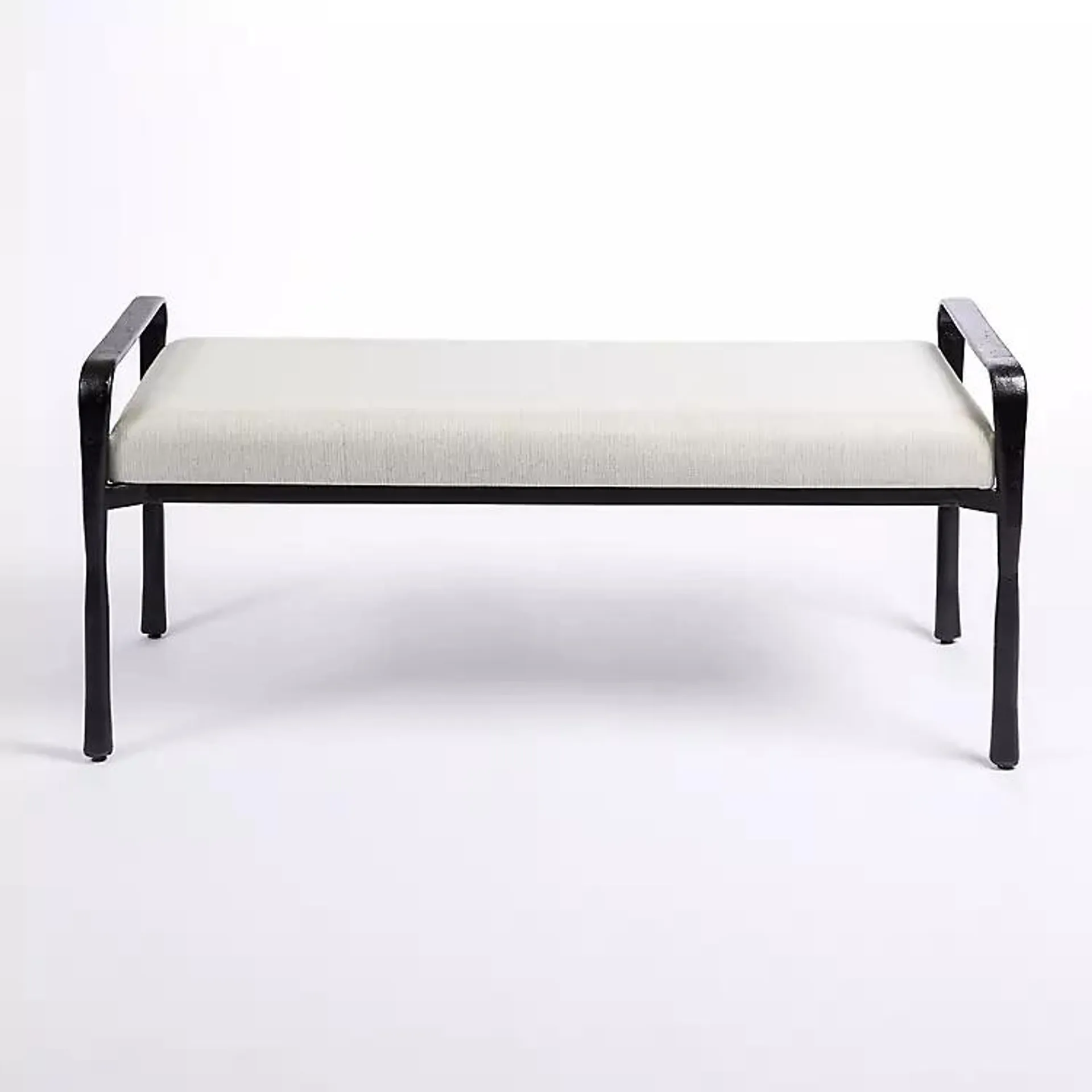 Ivory Upholstered Iron Leg Bench